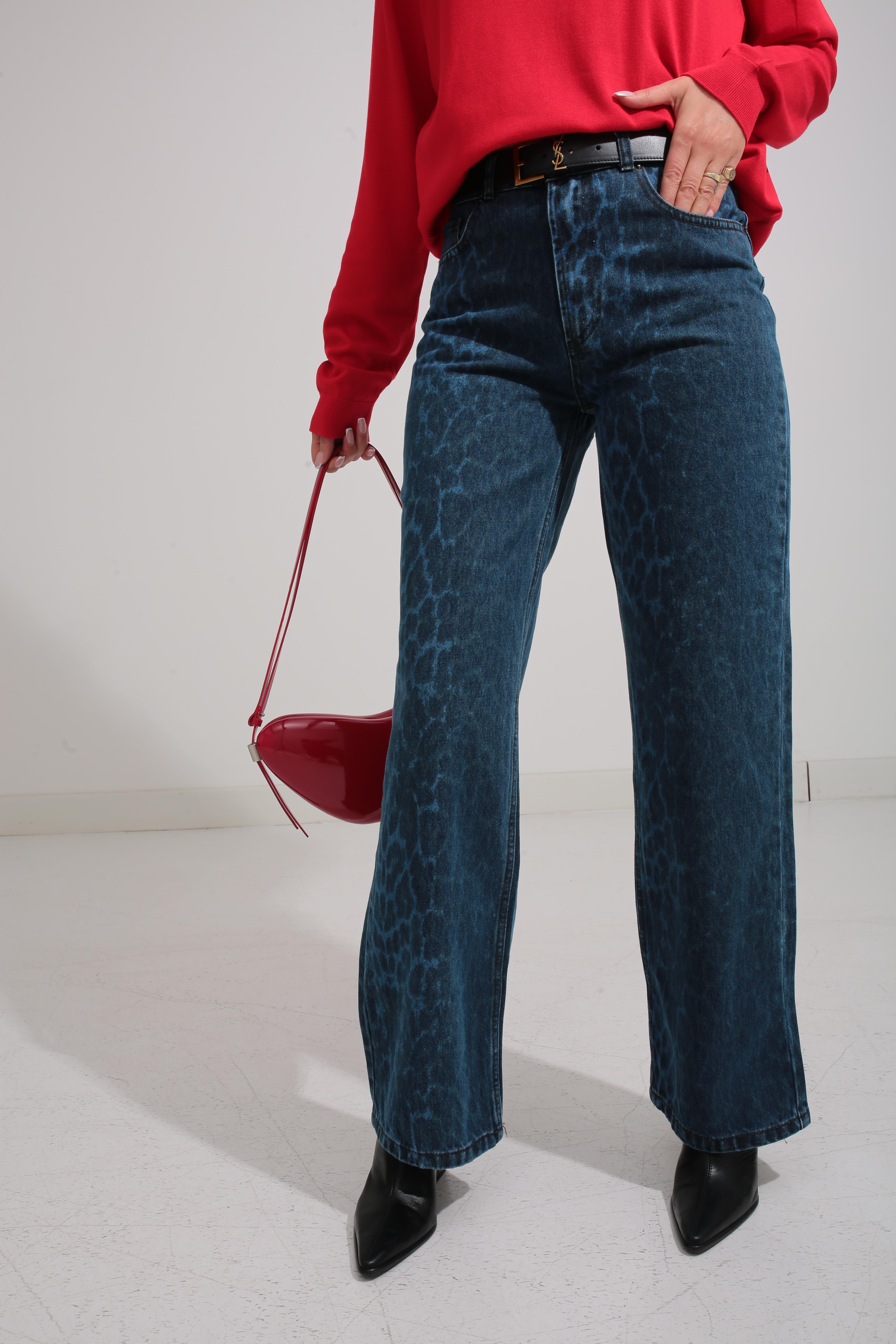 Leopar Desen Geniş Paça Jean JEAN