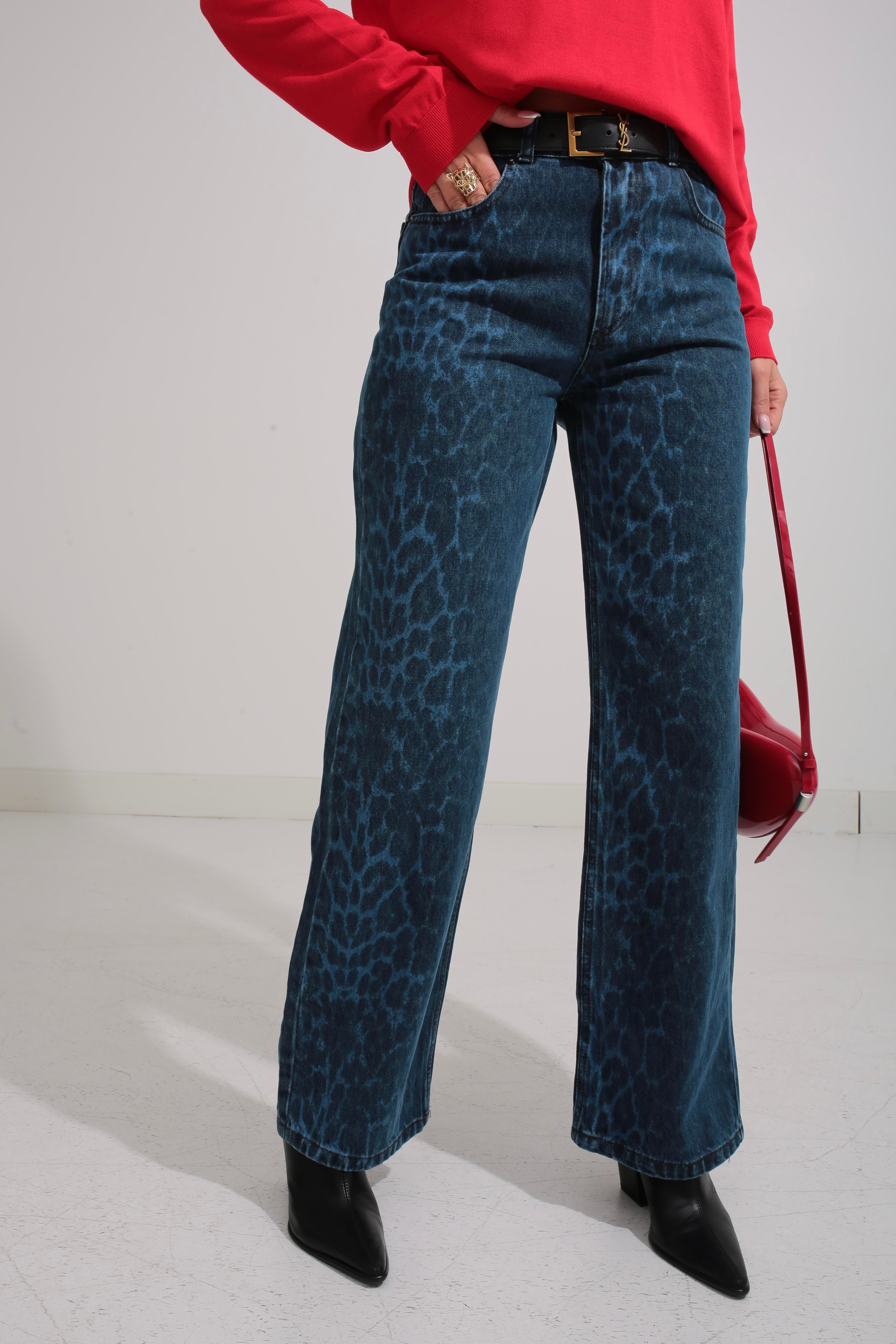 Leopar Desen Geniş Paça Jean JEAN