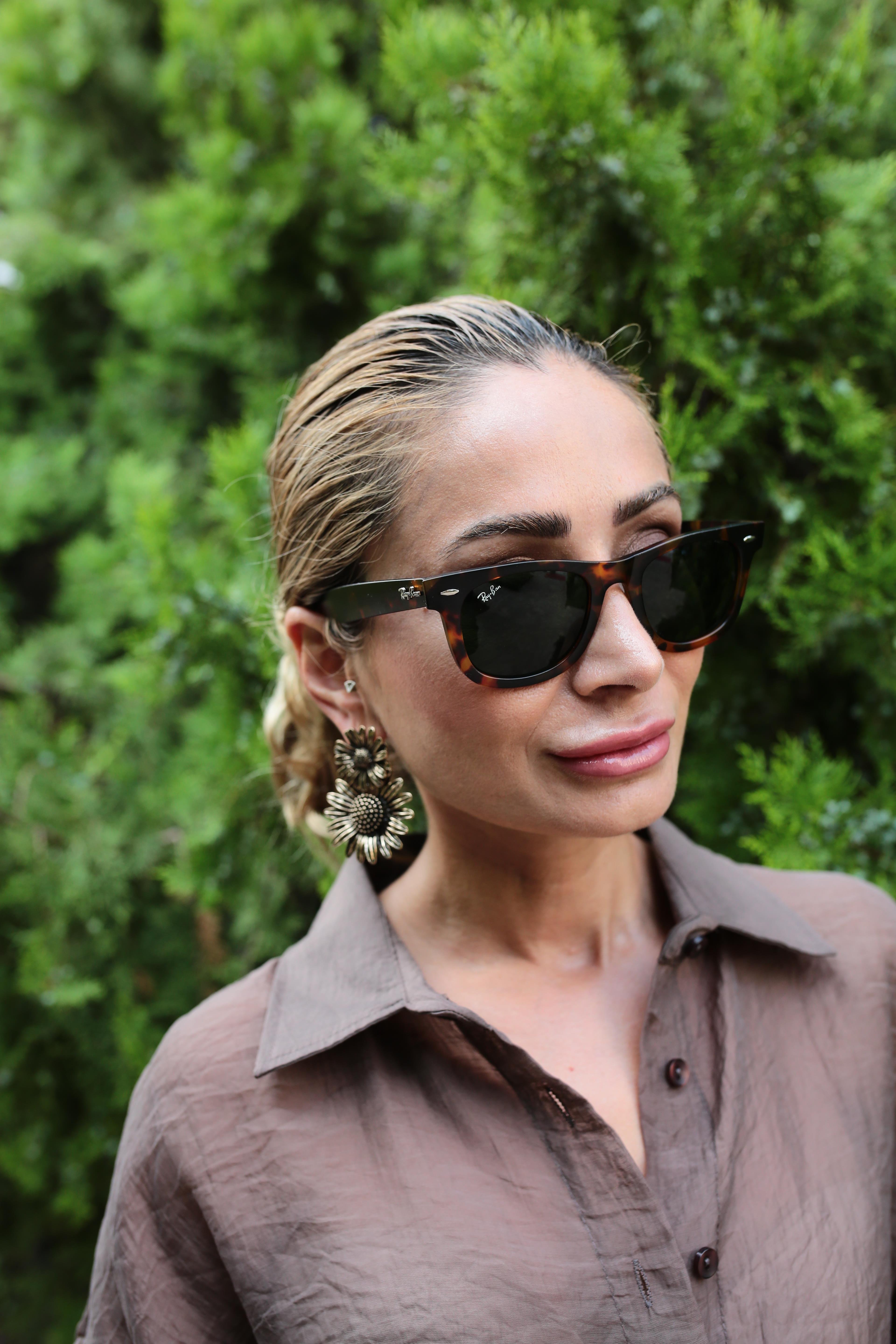 Leopar Desen Kemik Çerçeve Siyah Gözlük GÜNEŞ GÖZLÜĞÜ | NO33