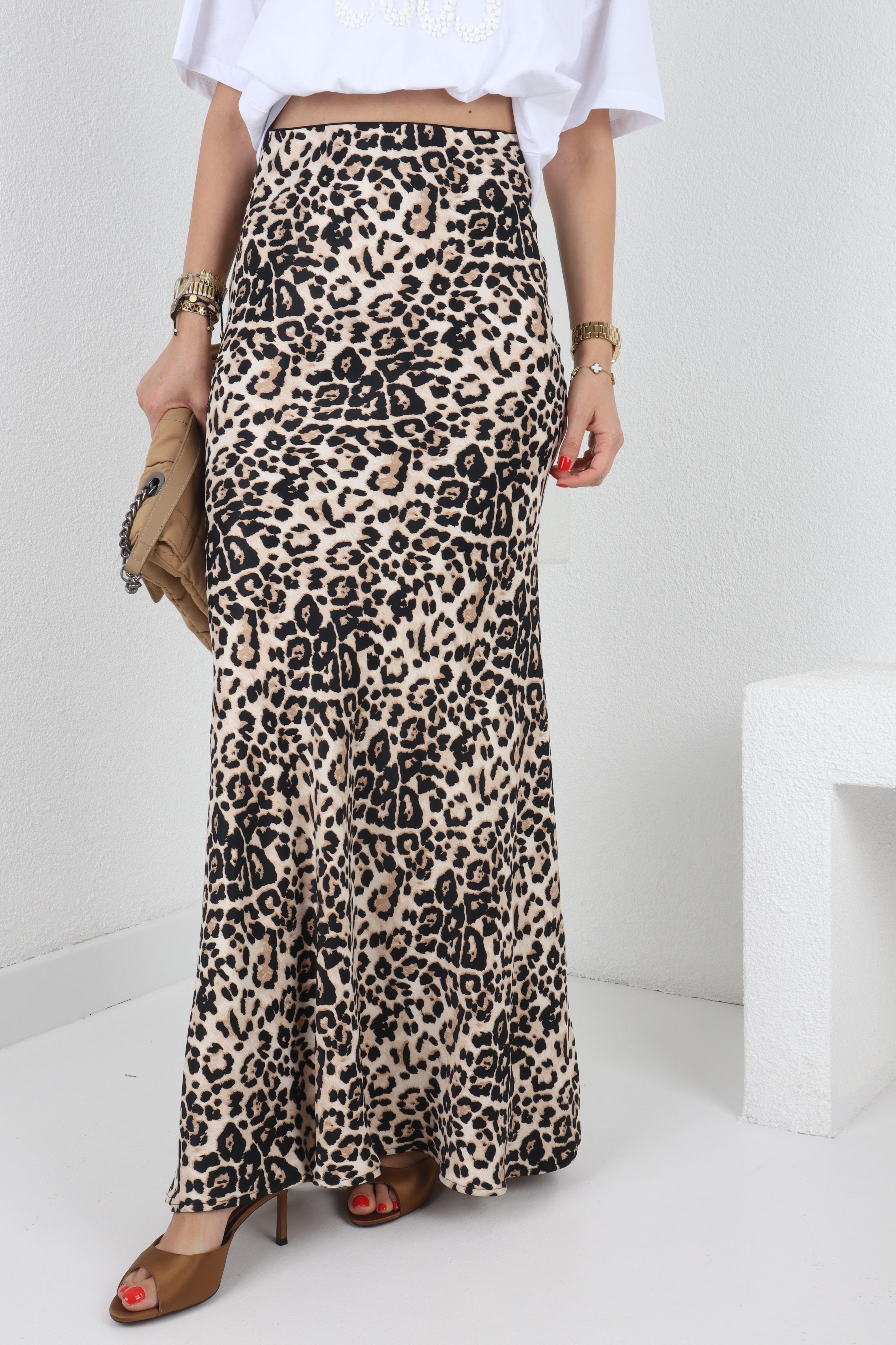 Leopar Desen Maksi Boy Saten Etek ETEK