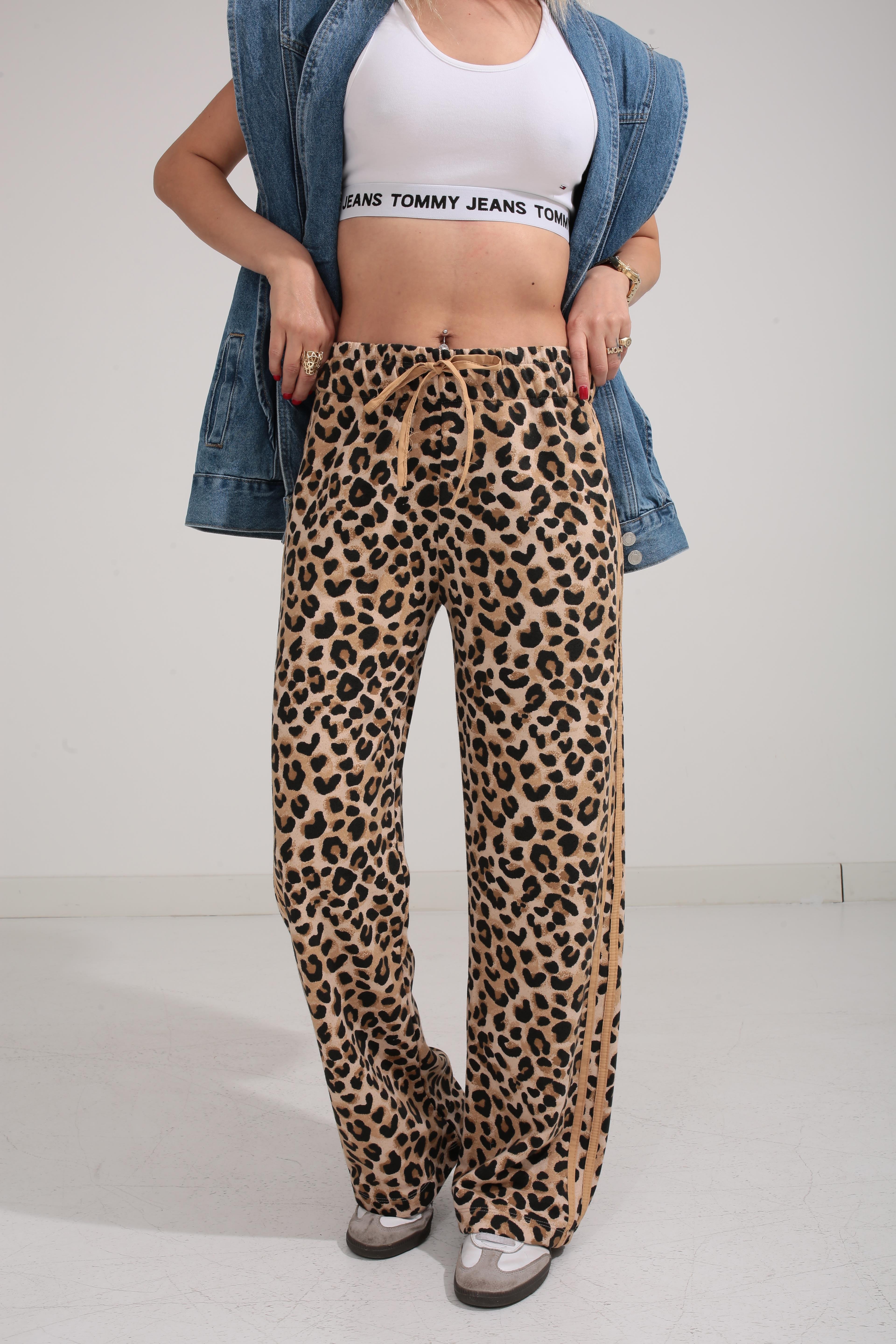 Leopar Desen Şeritli Üç İplik Pantolon PANTOLON | NO33
