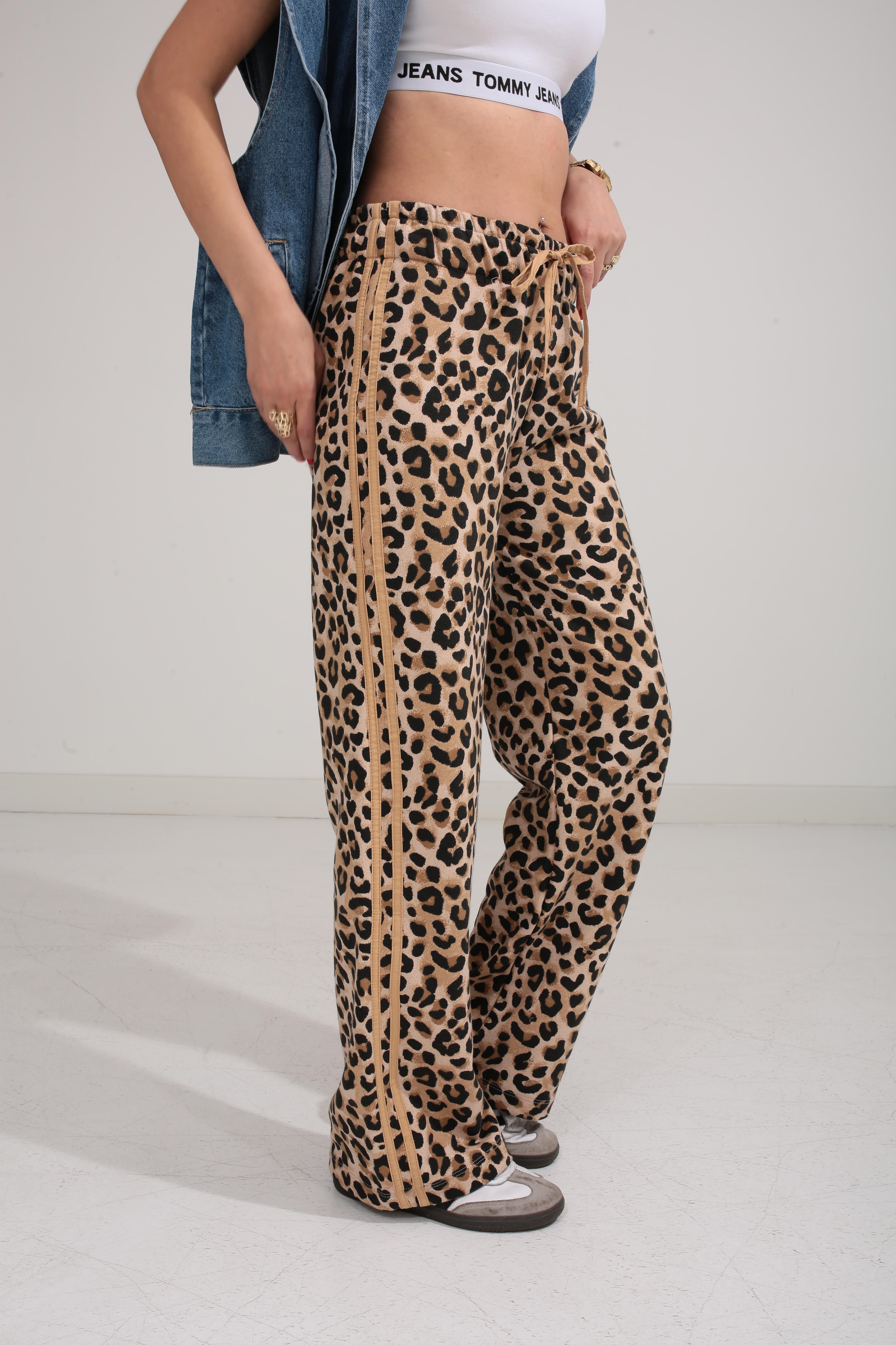 Leopar Desen Şeritli Üç İplik Pantolon PANTOLON | NO33