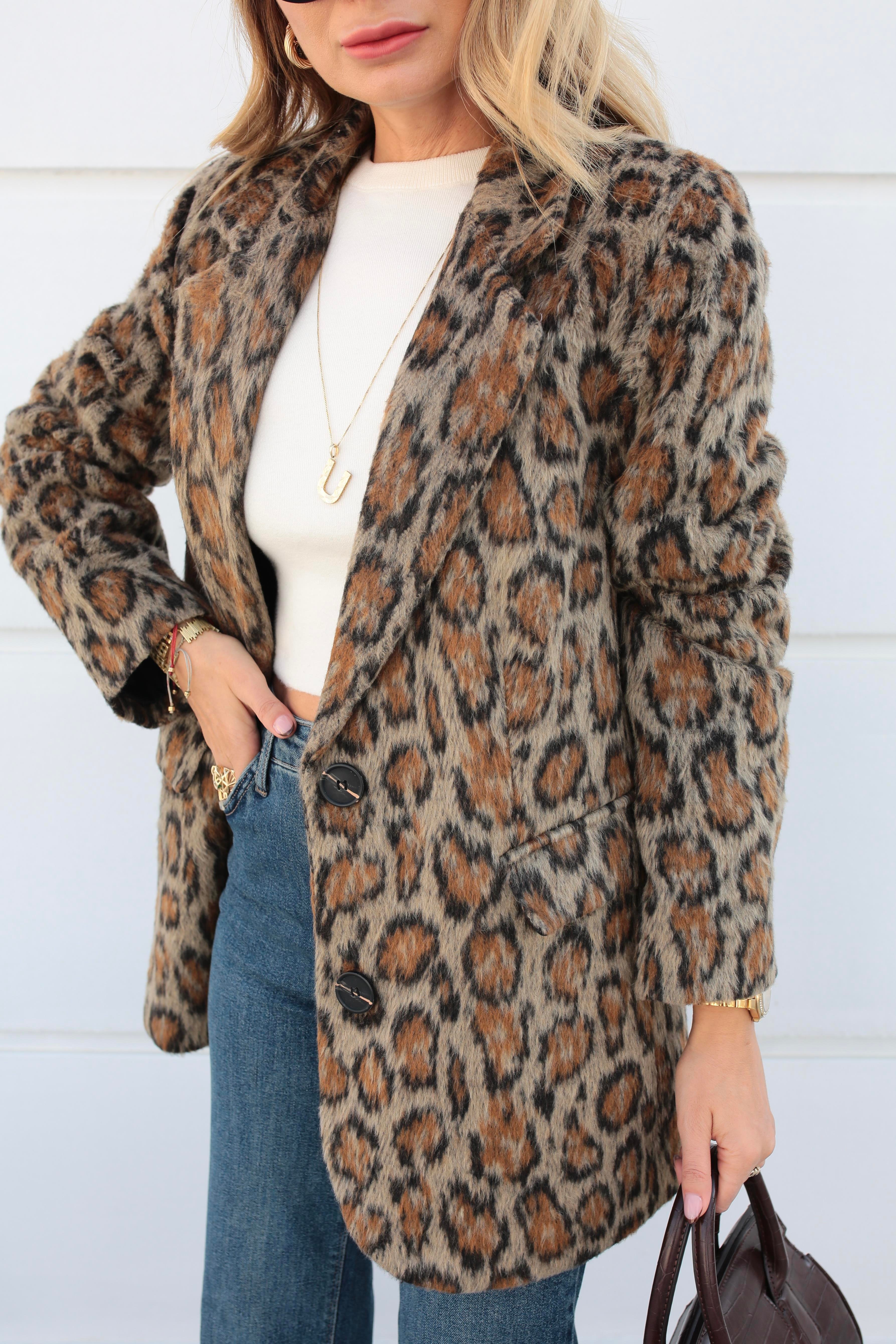 Leopar Desen Tüylü Blazer Ceket CEKET
