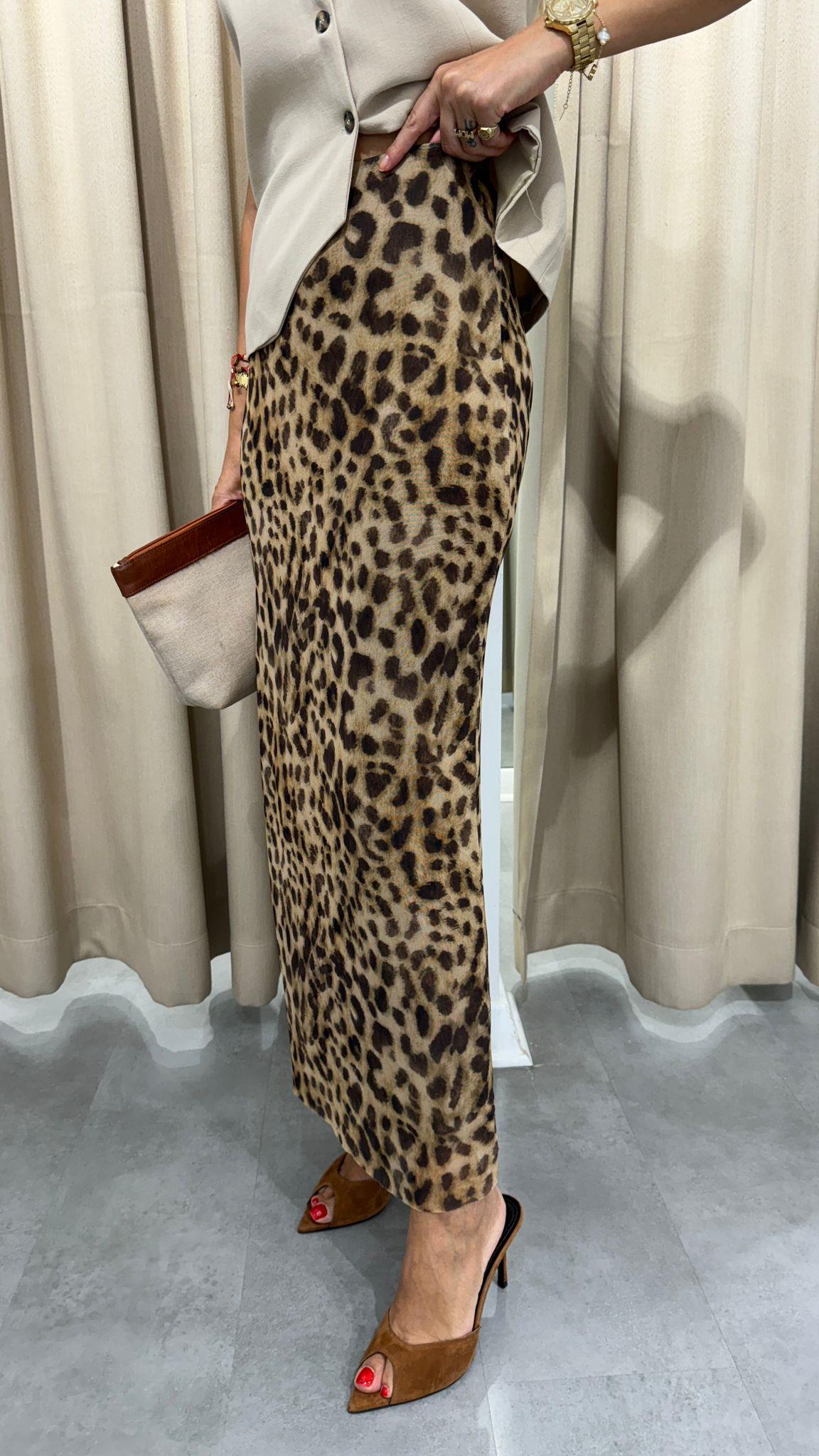 Leopar Desen Uzun Tül Etek ETEK