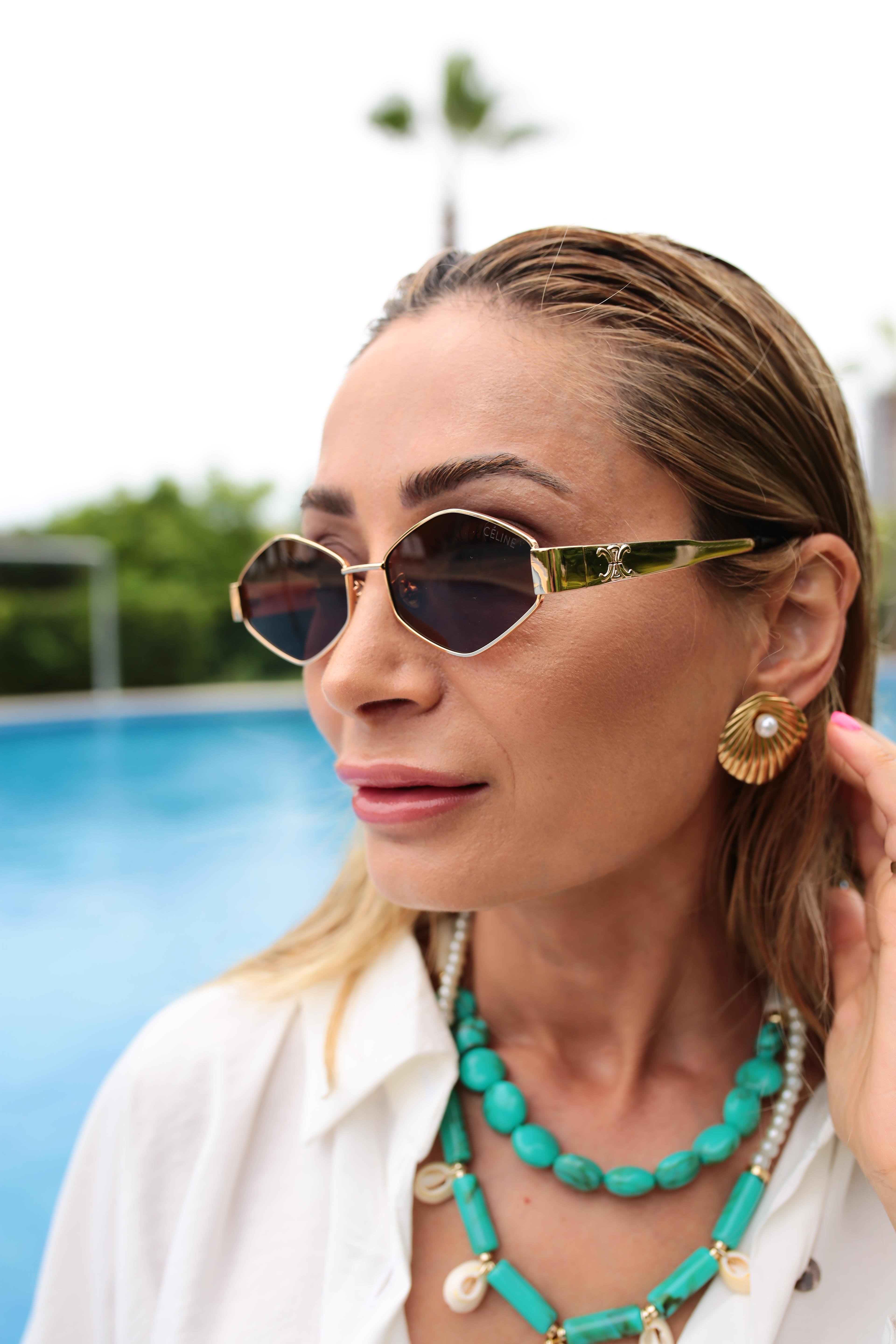 Metal Çerçeve Beşgen Kahve Gözlük(Cl40254u) GÜNEŞ GÖZLÜĞÜ | NO33