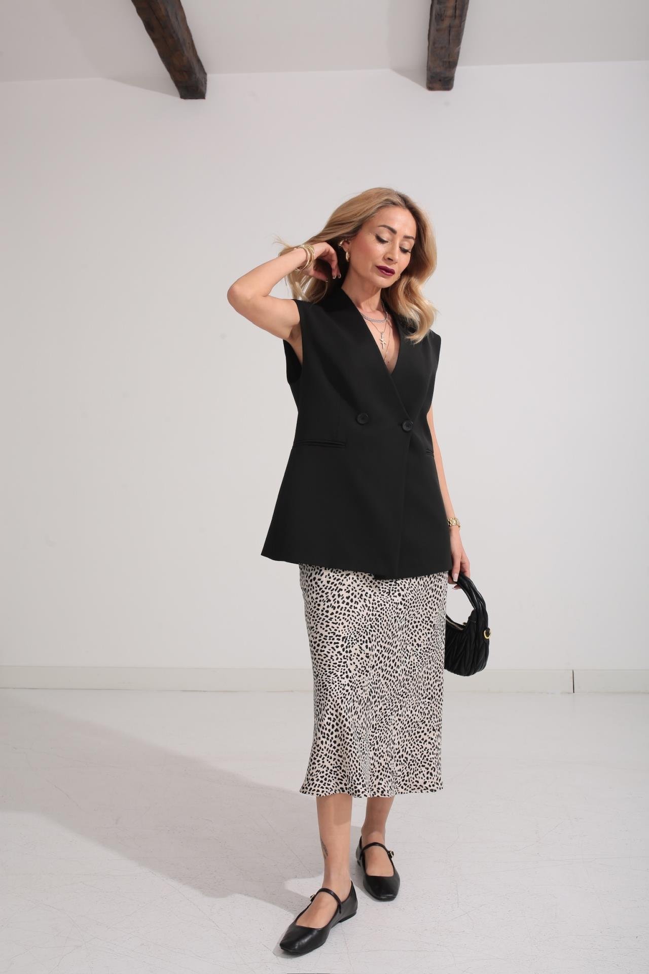 Mini Leopar Desen Verev Saten Etek ETEK