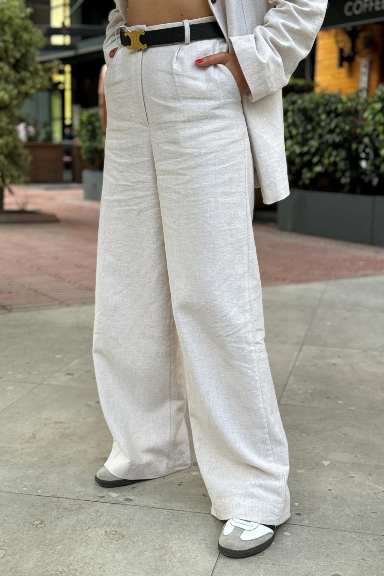 Naturel Palazzo Keten Pantolon PANTOLON