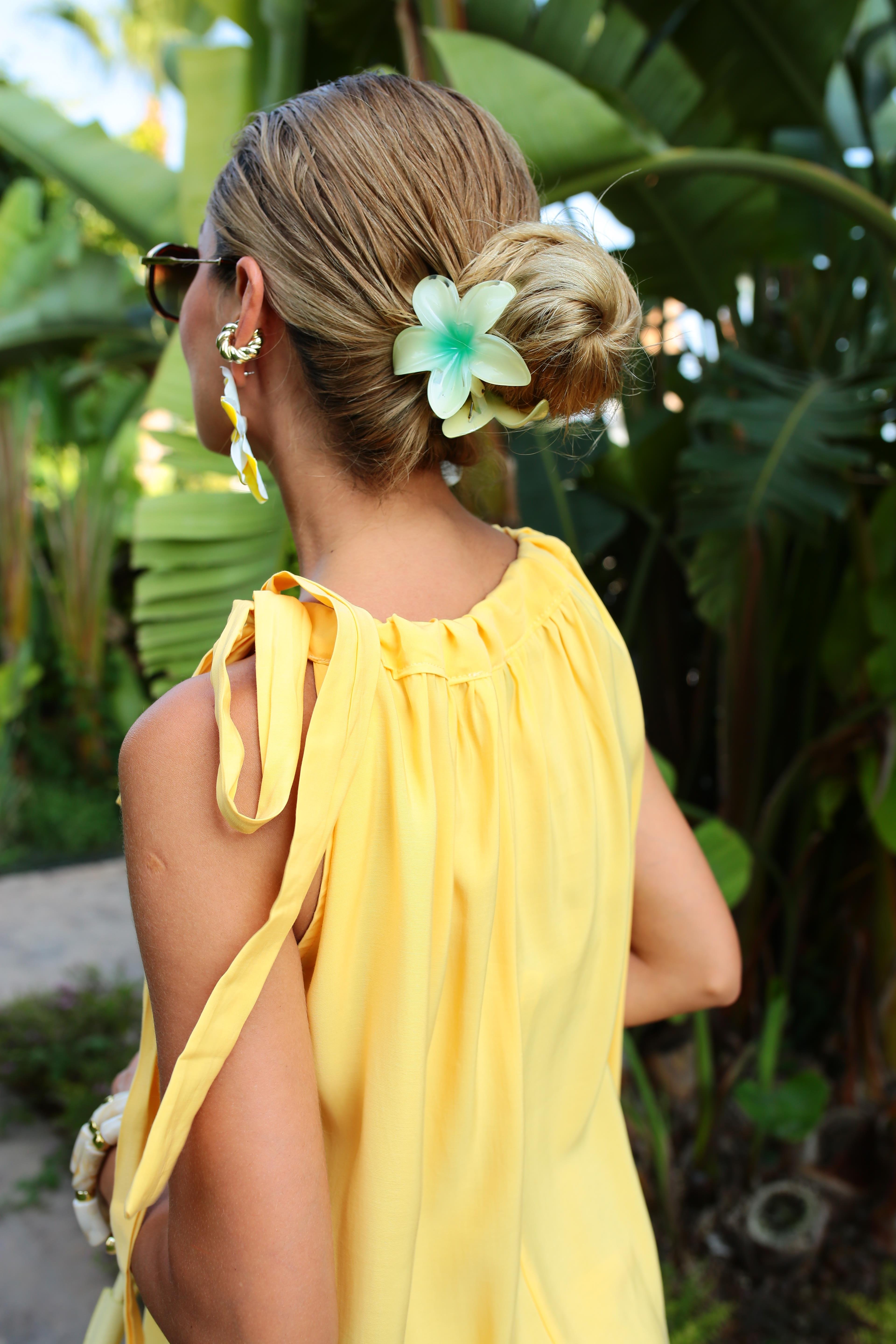 Omuzdan Bağlamalı Sarı Tensel Uzun Elbise ELBİSE | NO33