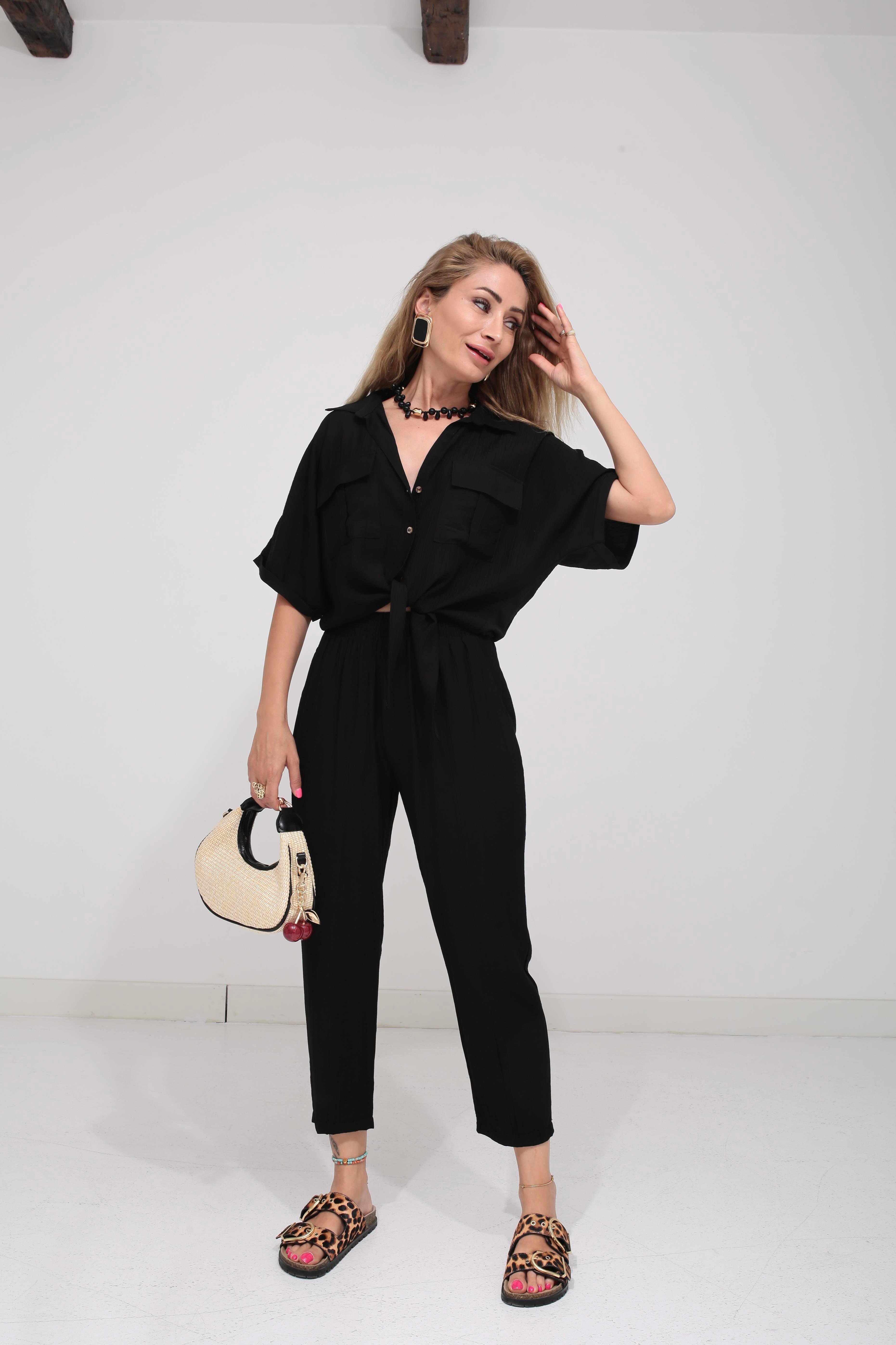 Önden Bağlamalı Sİyah Gömlek Takım TAKIM | NO33