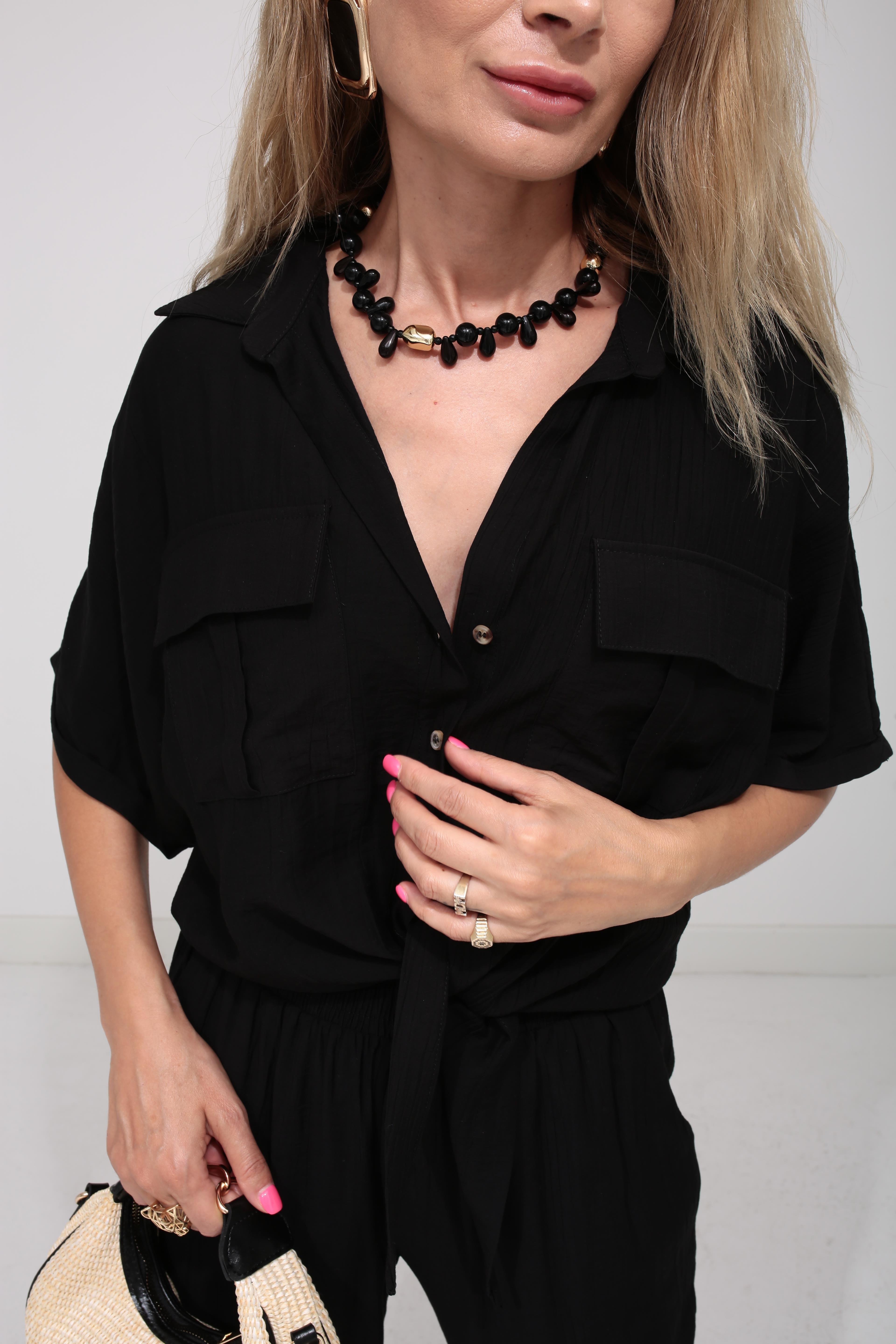 Önden Bağlamalı Sİyah Gömlek Takım TAKIM | NO33