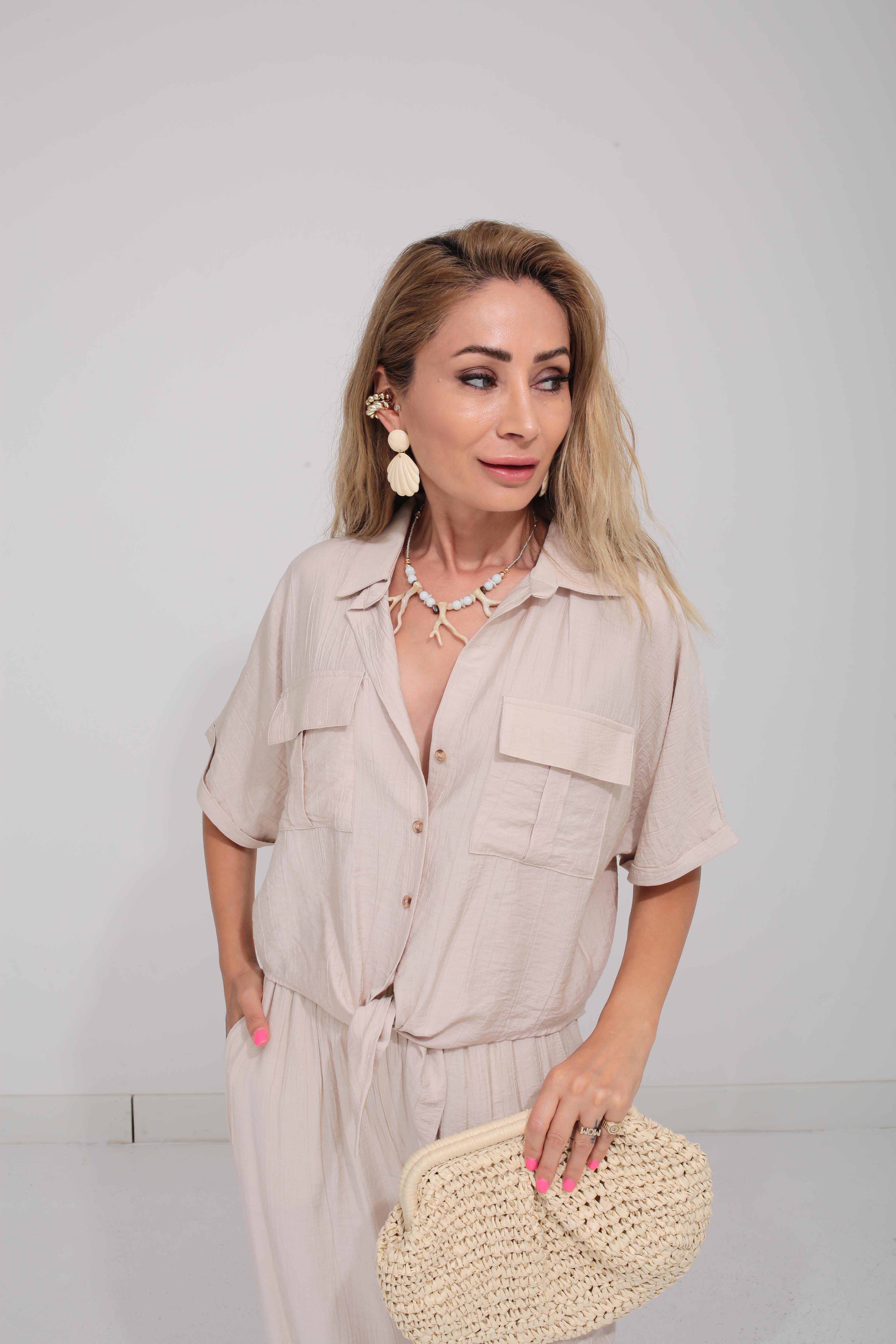 Önden Bağlamalı Taş Gömlek Takım TAKIM | NO33