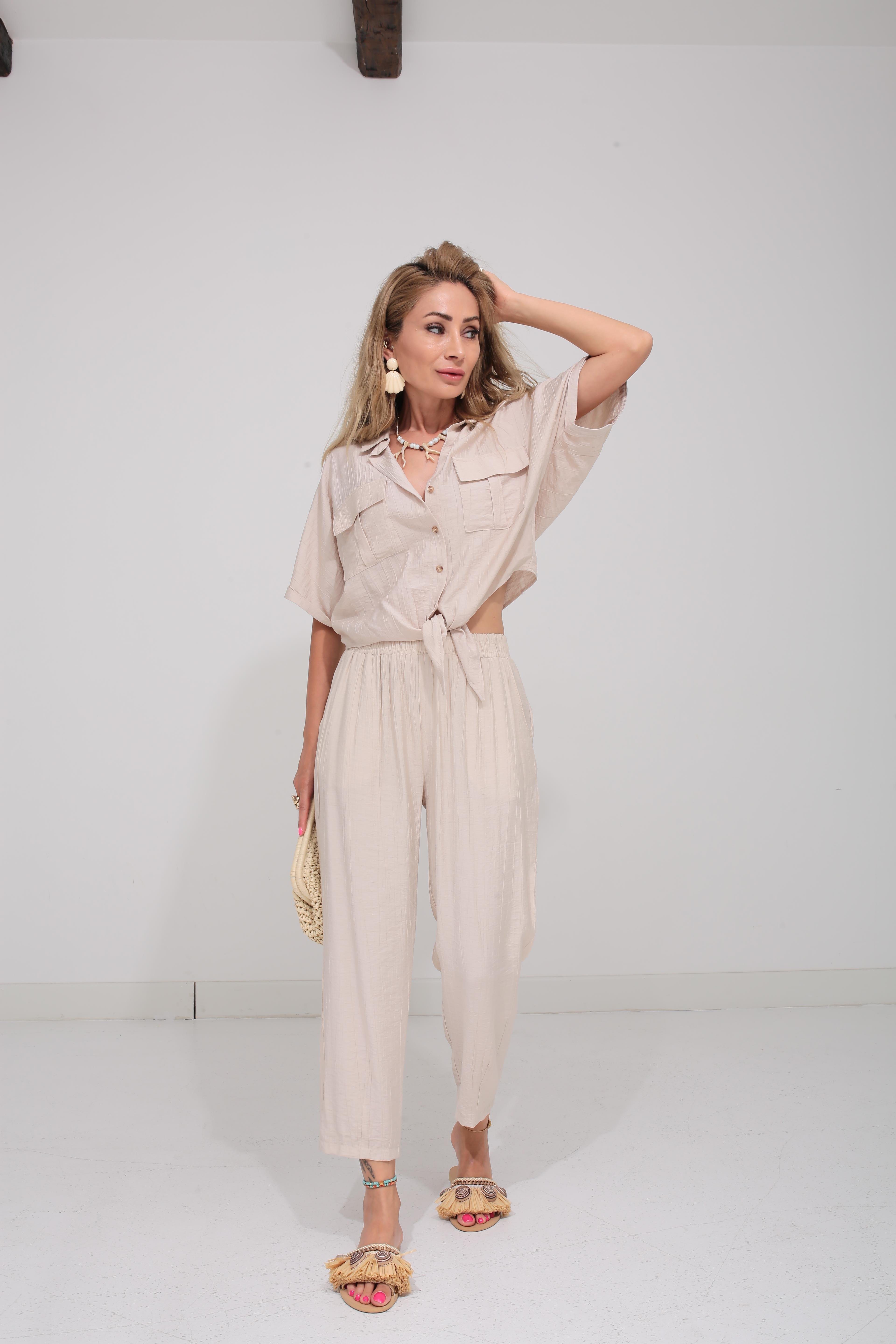 Önden Bağlamalı Taş Gömlek Takım TAKIM | NO33