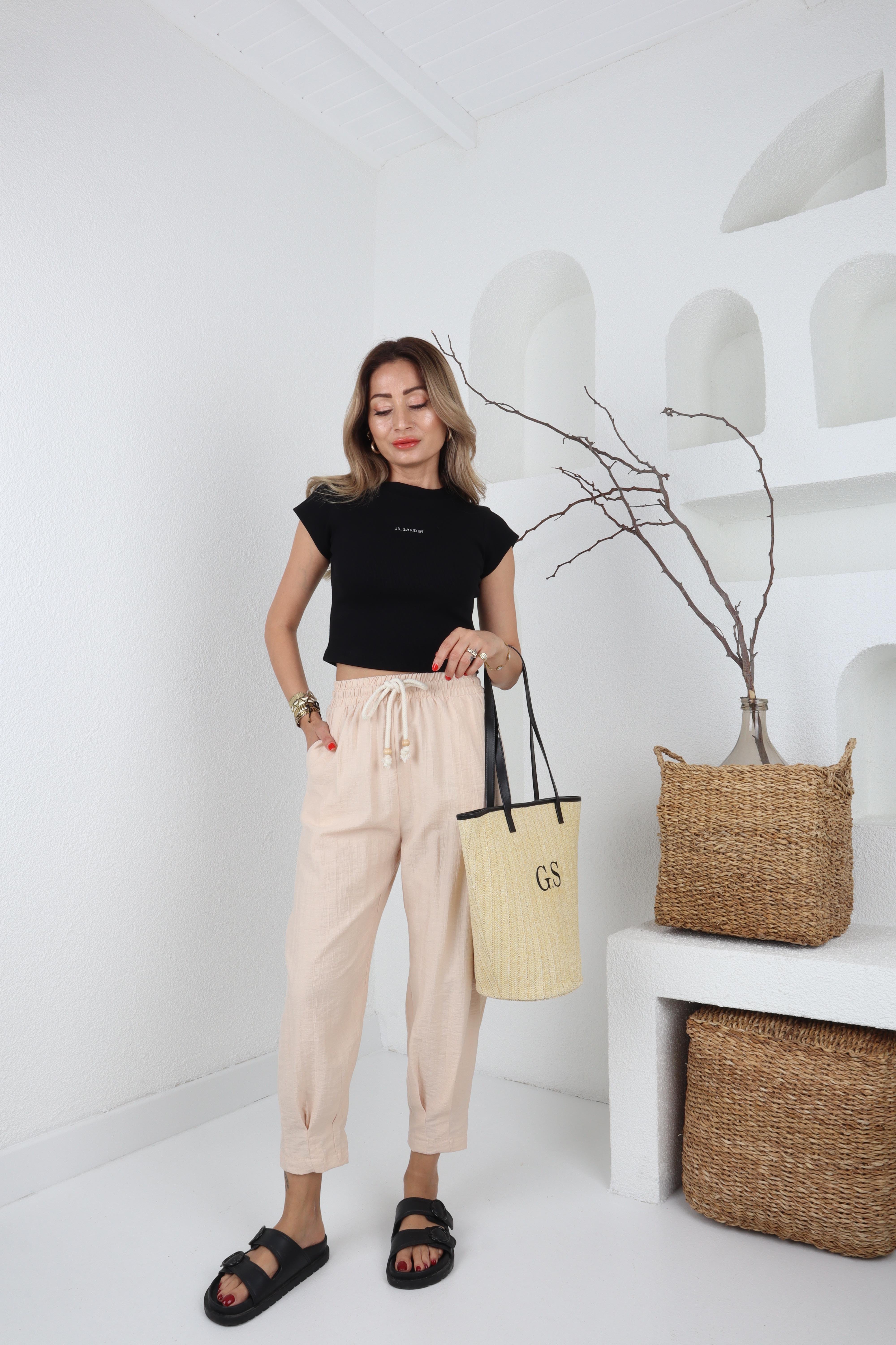 Paça Pilili Halat Kemer Taş Pantolon PANTOLON