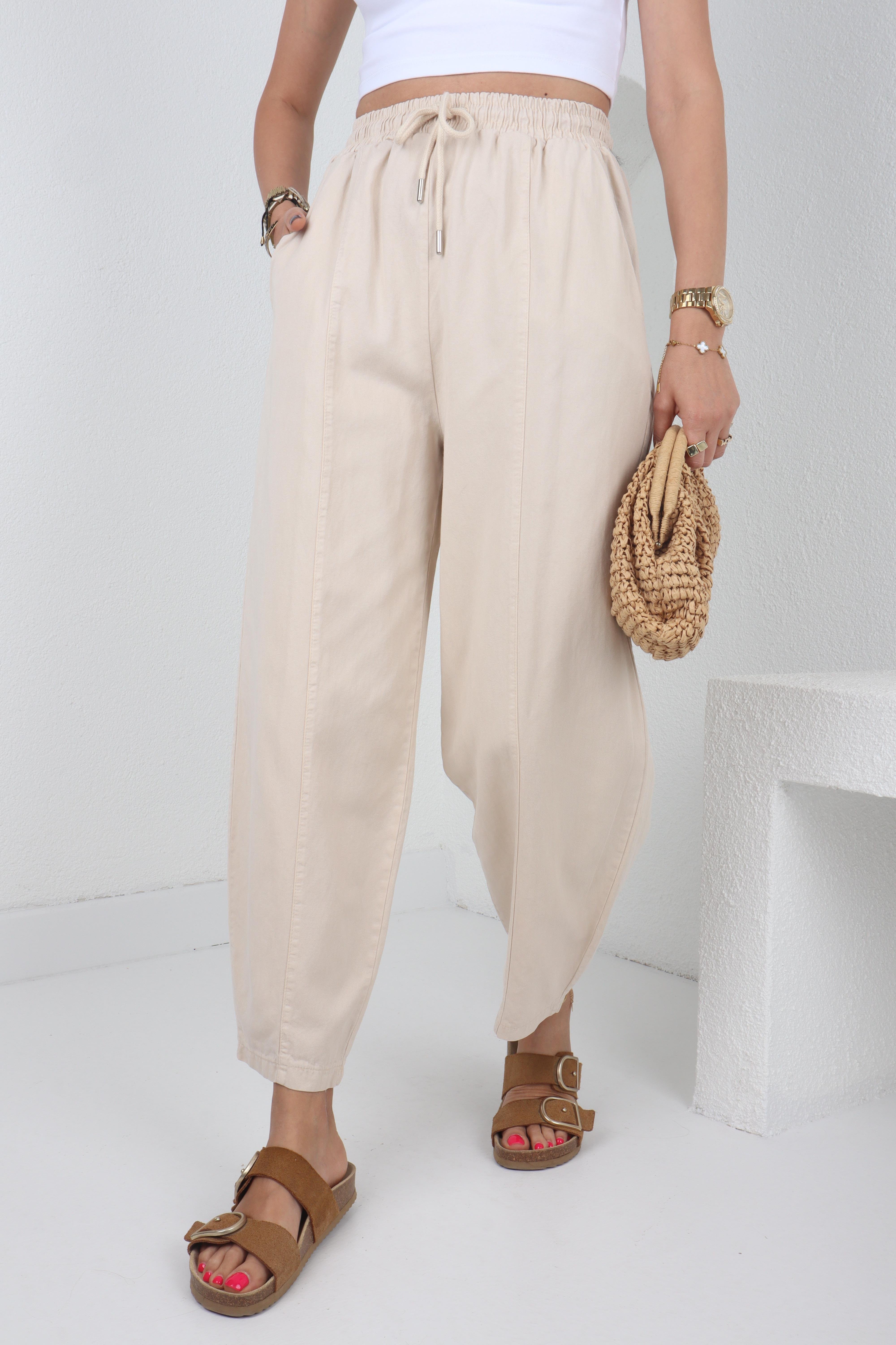 Şalvar Kesim Taş İnca Kanvas Pantolon PANTOLON