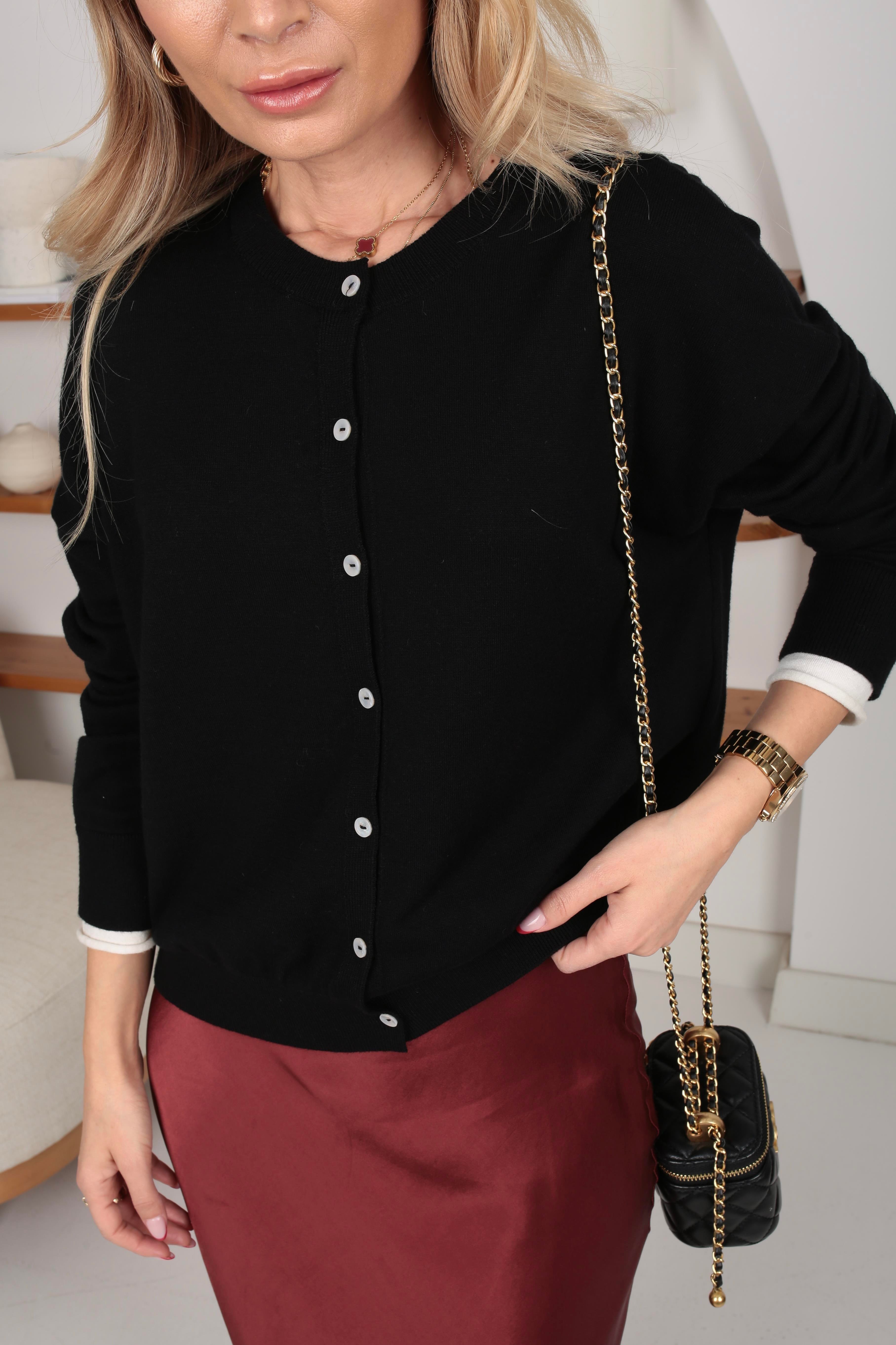 Sıfır Yaka Siyah İnce Hırka HIRKA