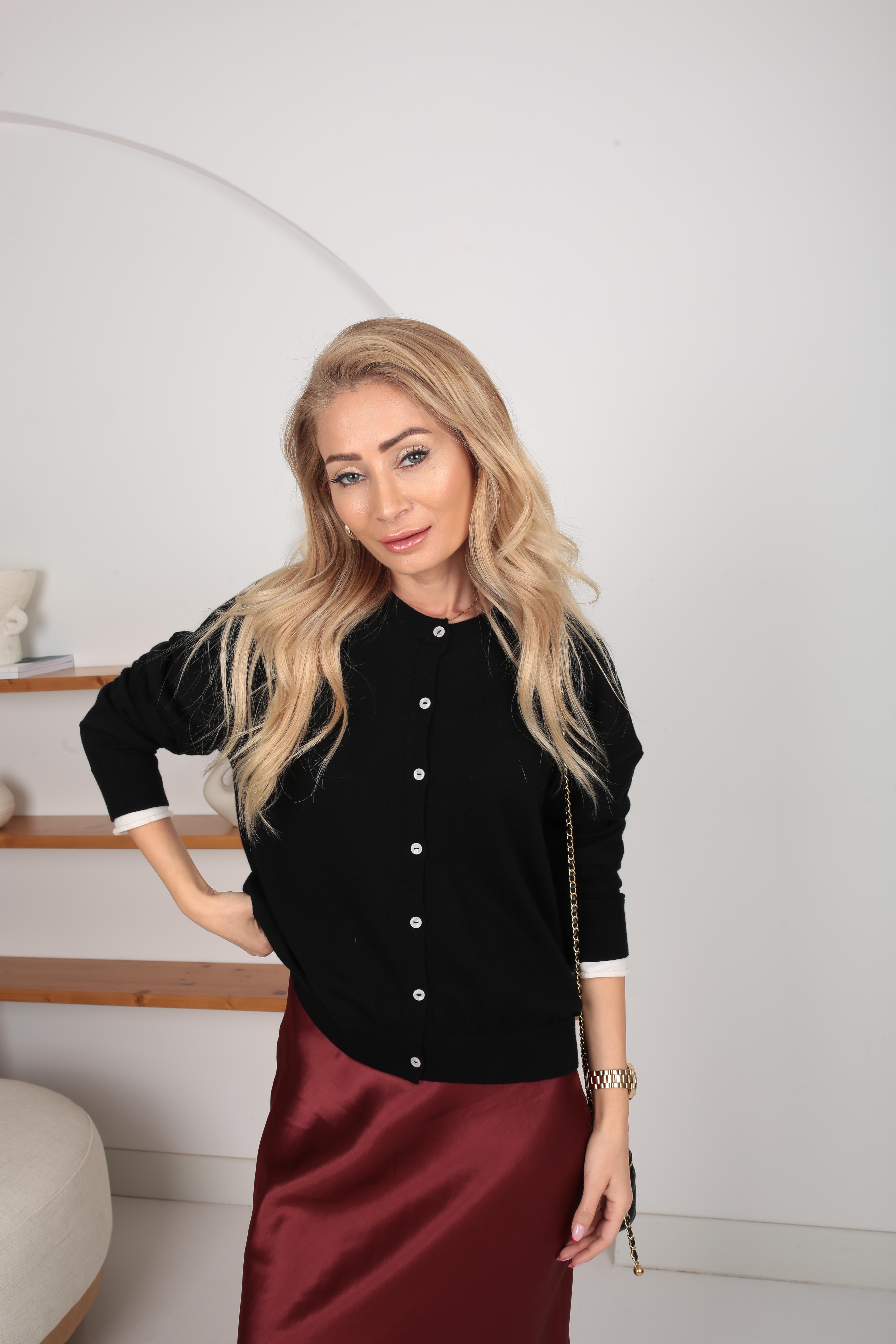 Sıfır Yaka Siyah İnce Hırka HIRKA