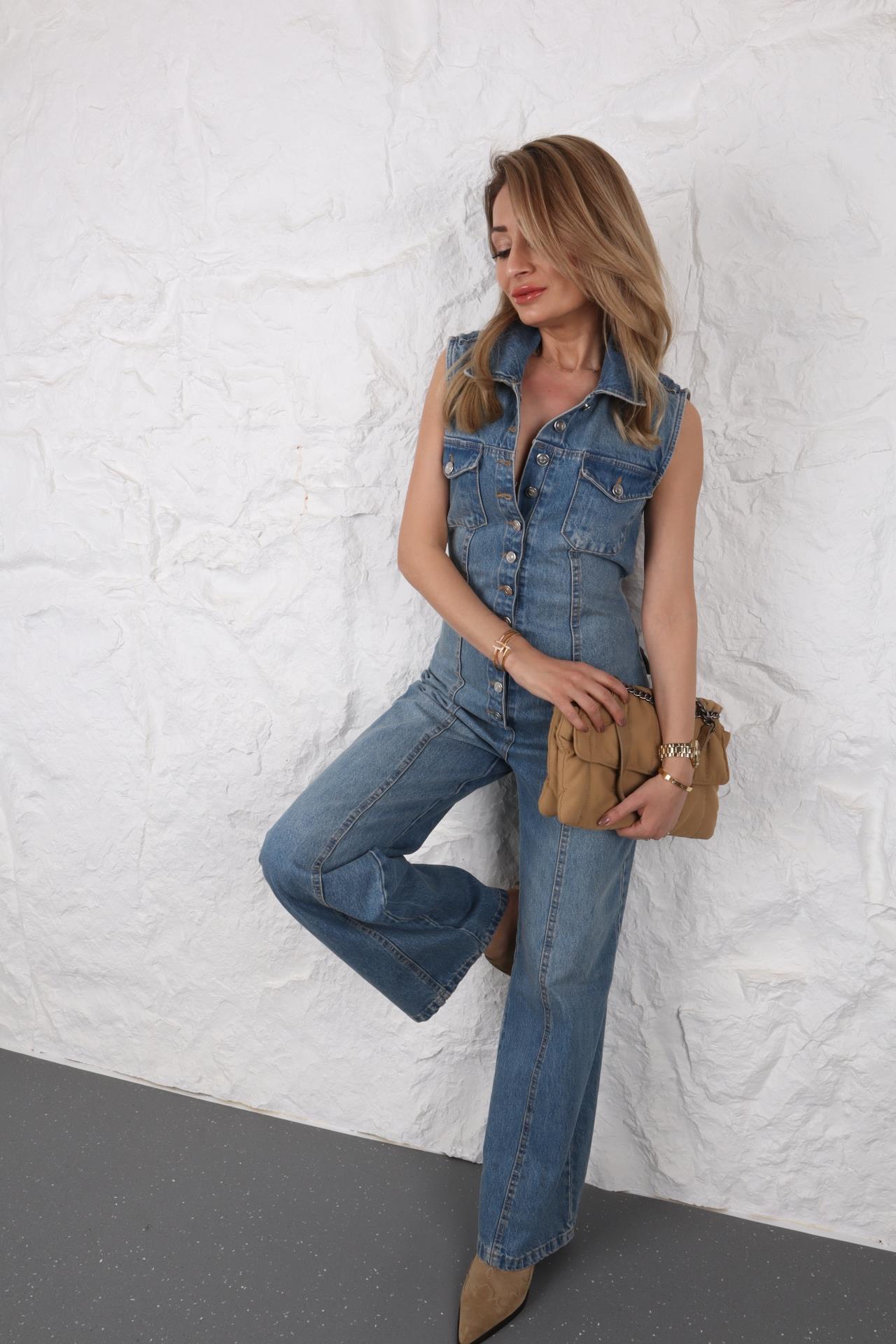 Sırt Detay Kolsuz Kot Tulum TULUM