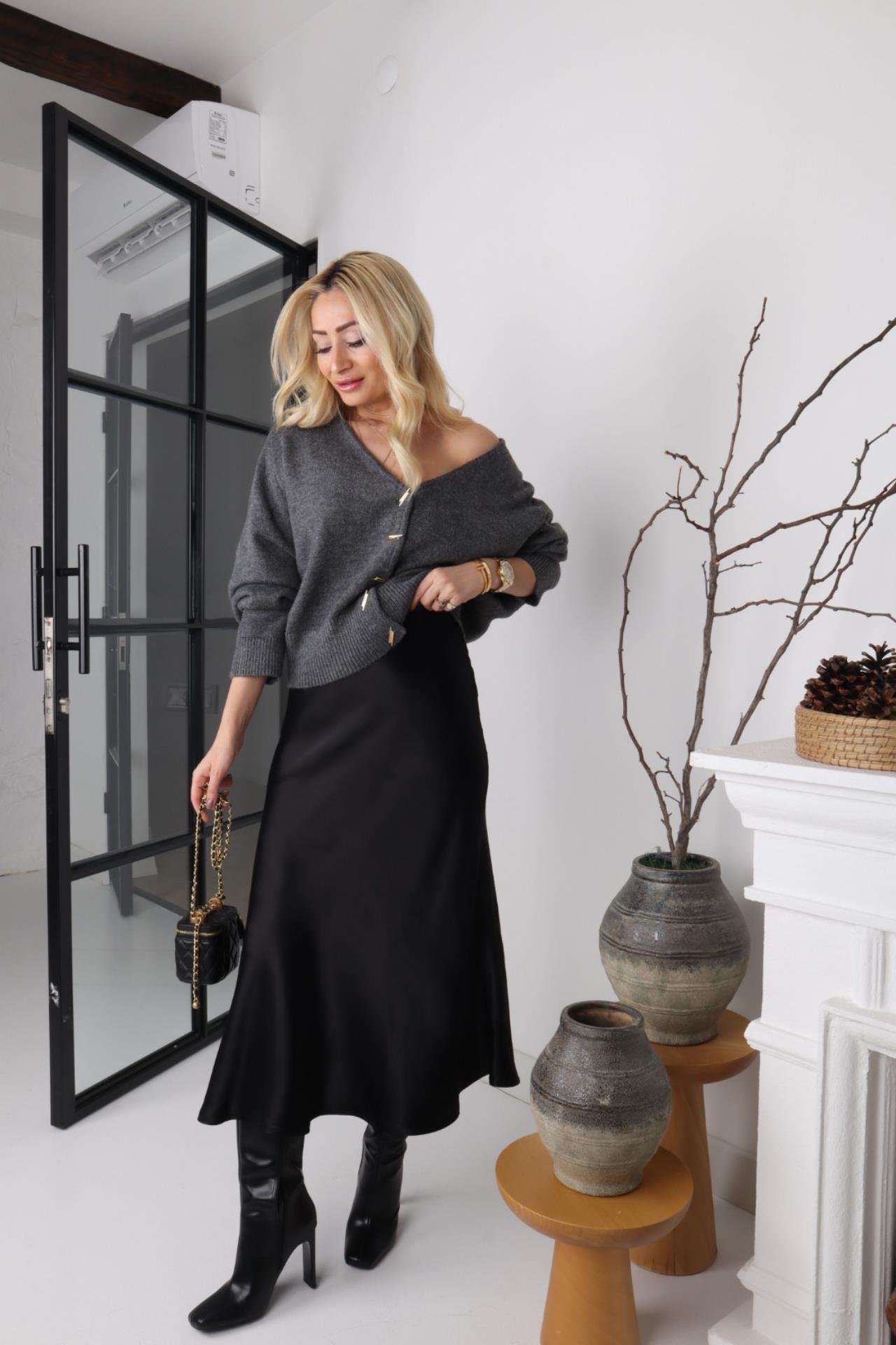 Siyah Beli Lastikli Saten Etek ETEK