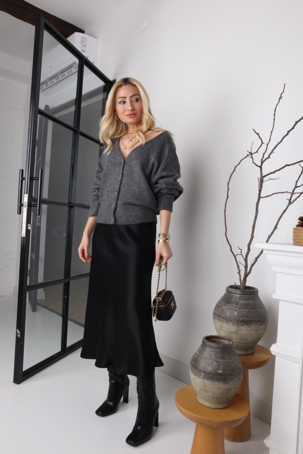 Siyah Beli Lastikli Saten Etek ETEK