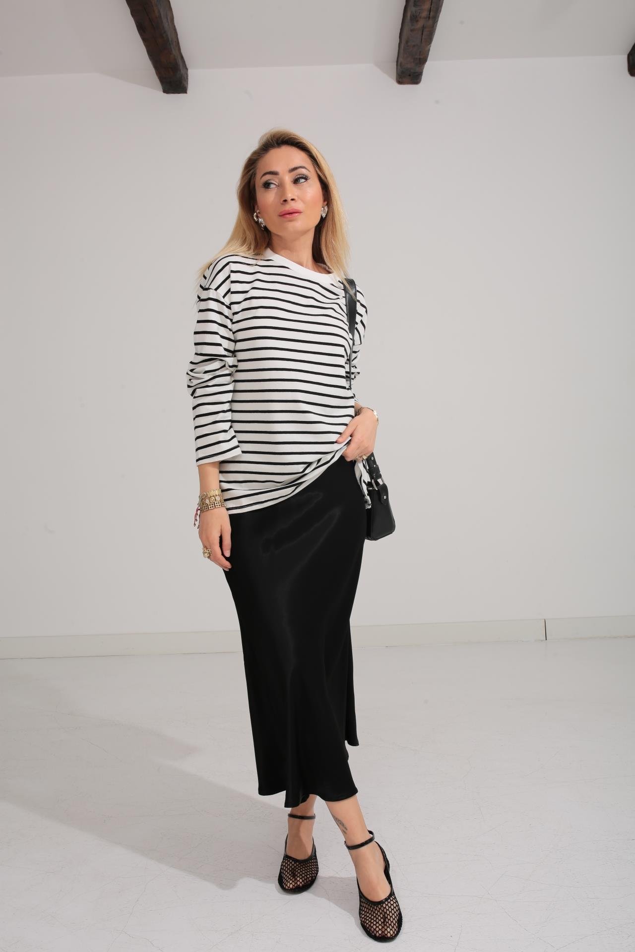 Siyah Çizgili İnce Sweat SWEATSHİRT