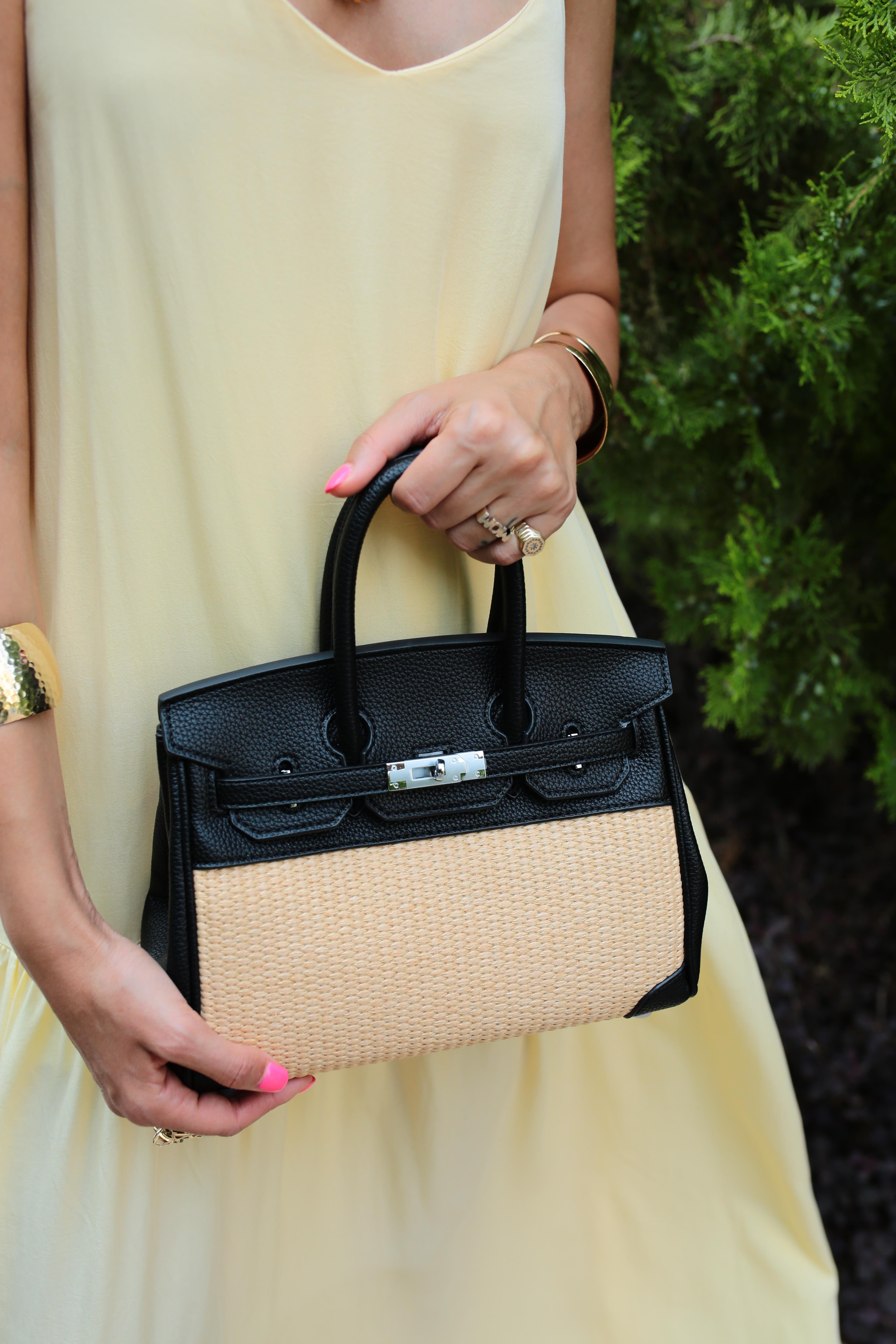 Siyah Kilitli Hasır Küçük İthal Çanta ÇANTA | NO33