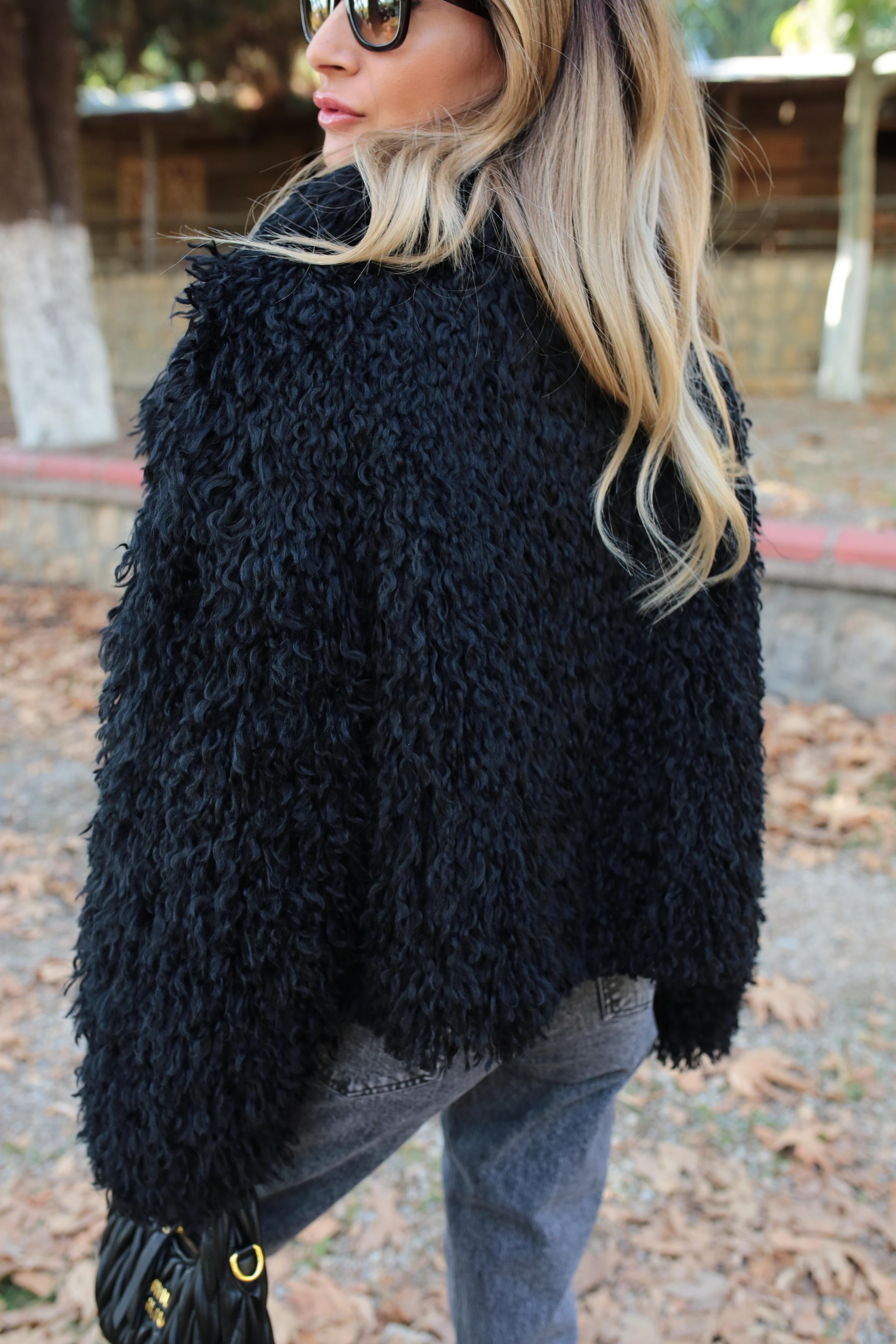 Siyah Kısa Premium Kürk KABAN