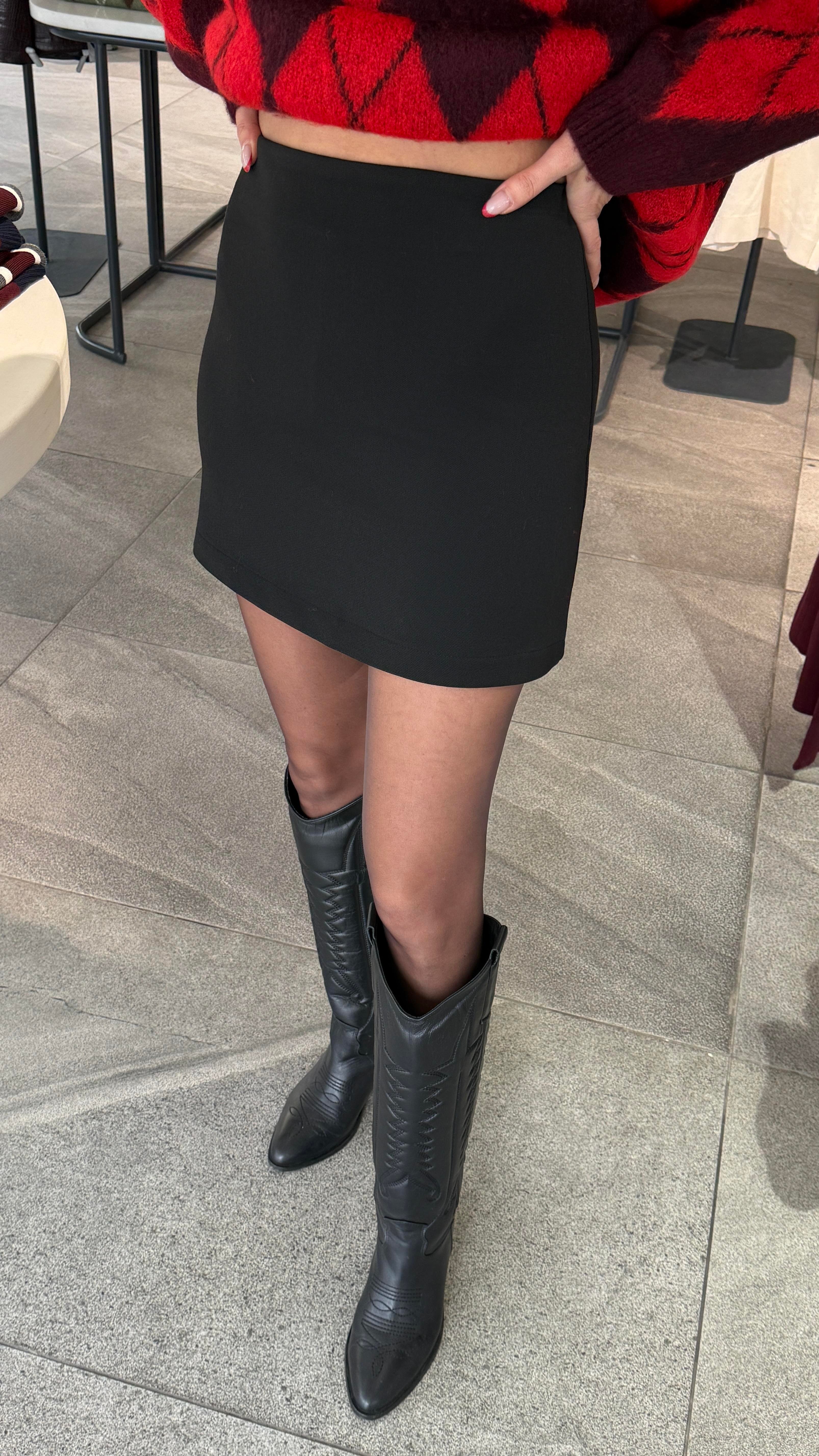 Siyah Kumaş Mini Etek ETEK