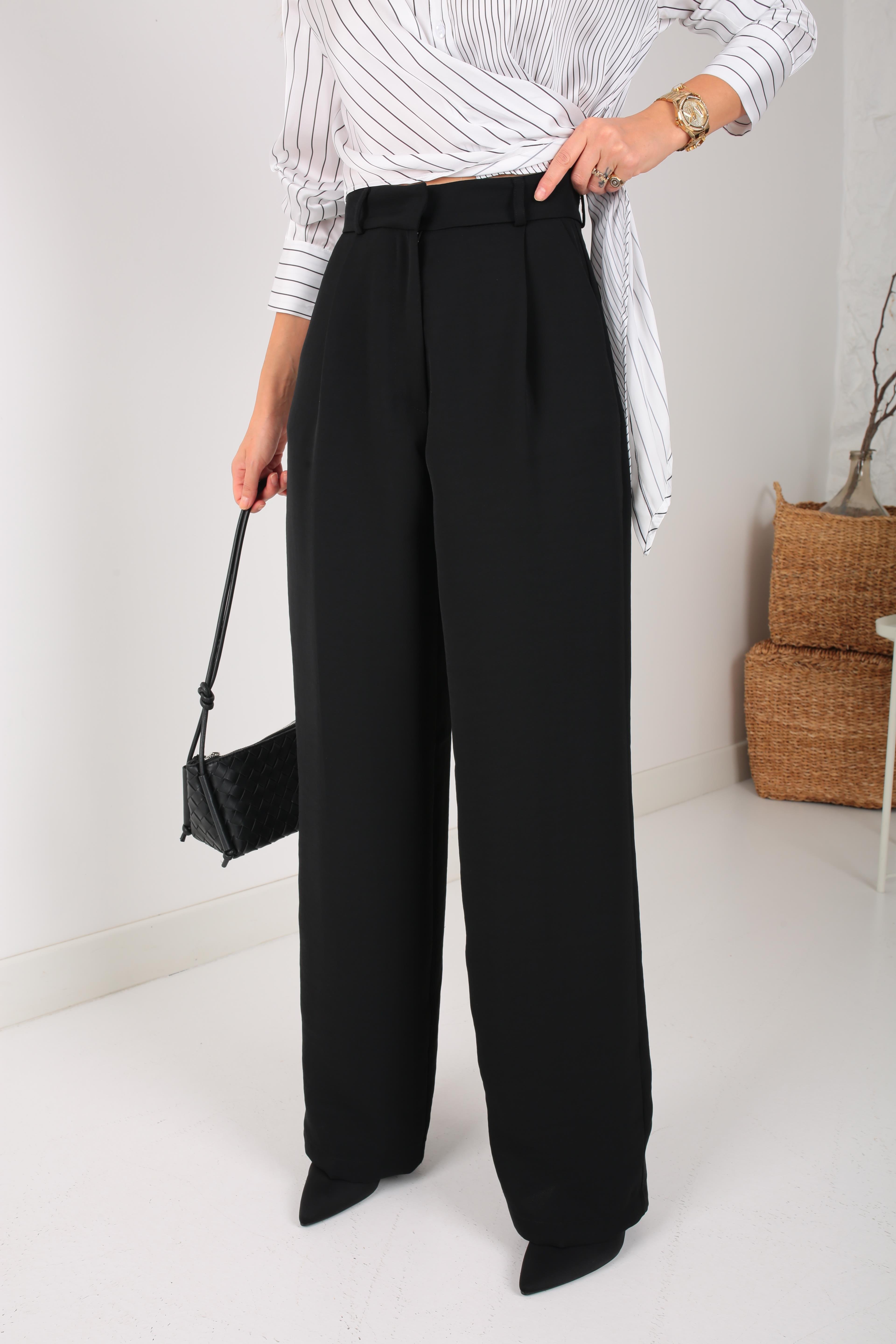 Siyah Palazzo Pantolon PANTOLON