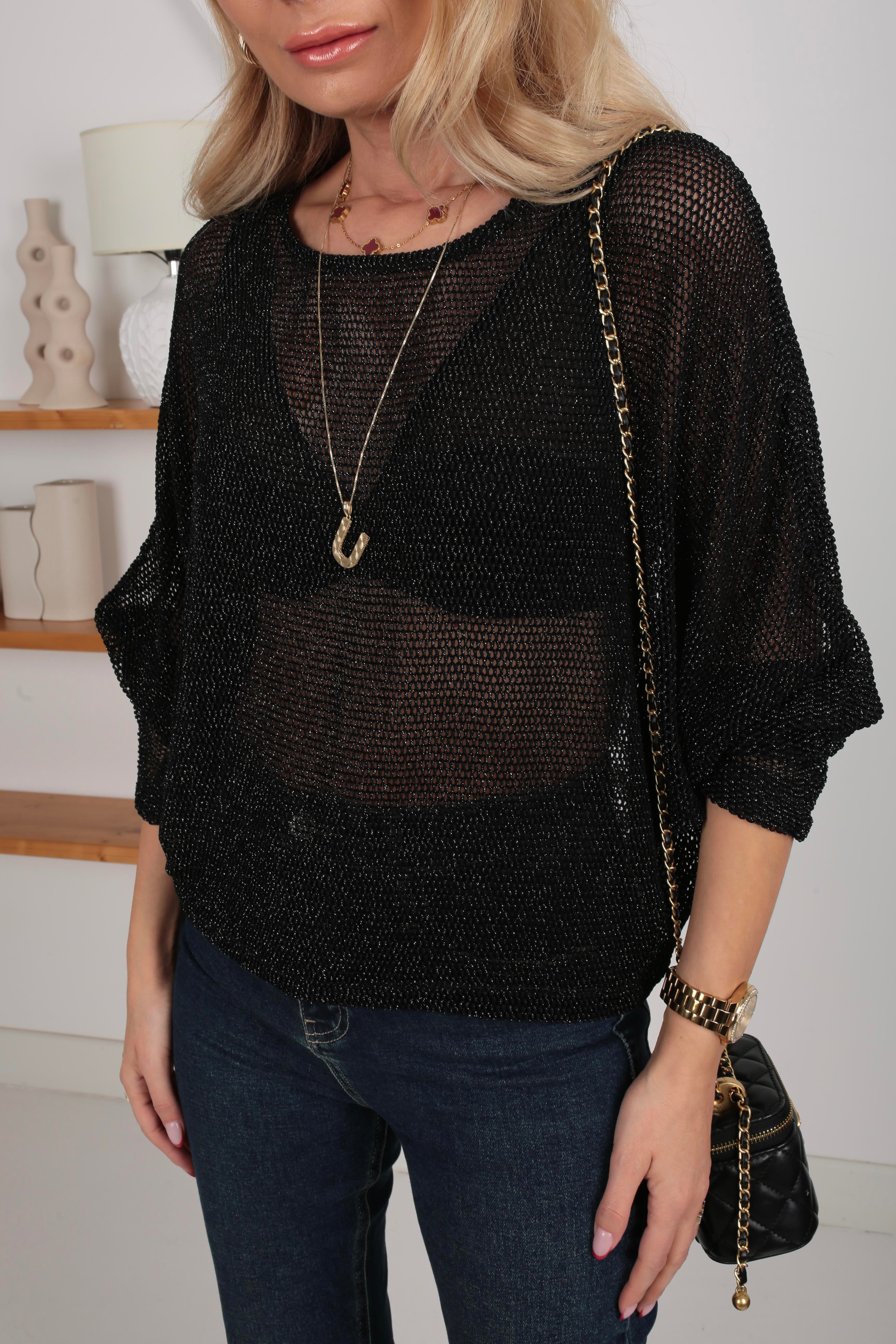 Siyah Simli File Bluz BLUZ