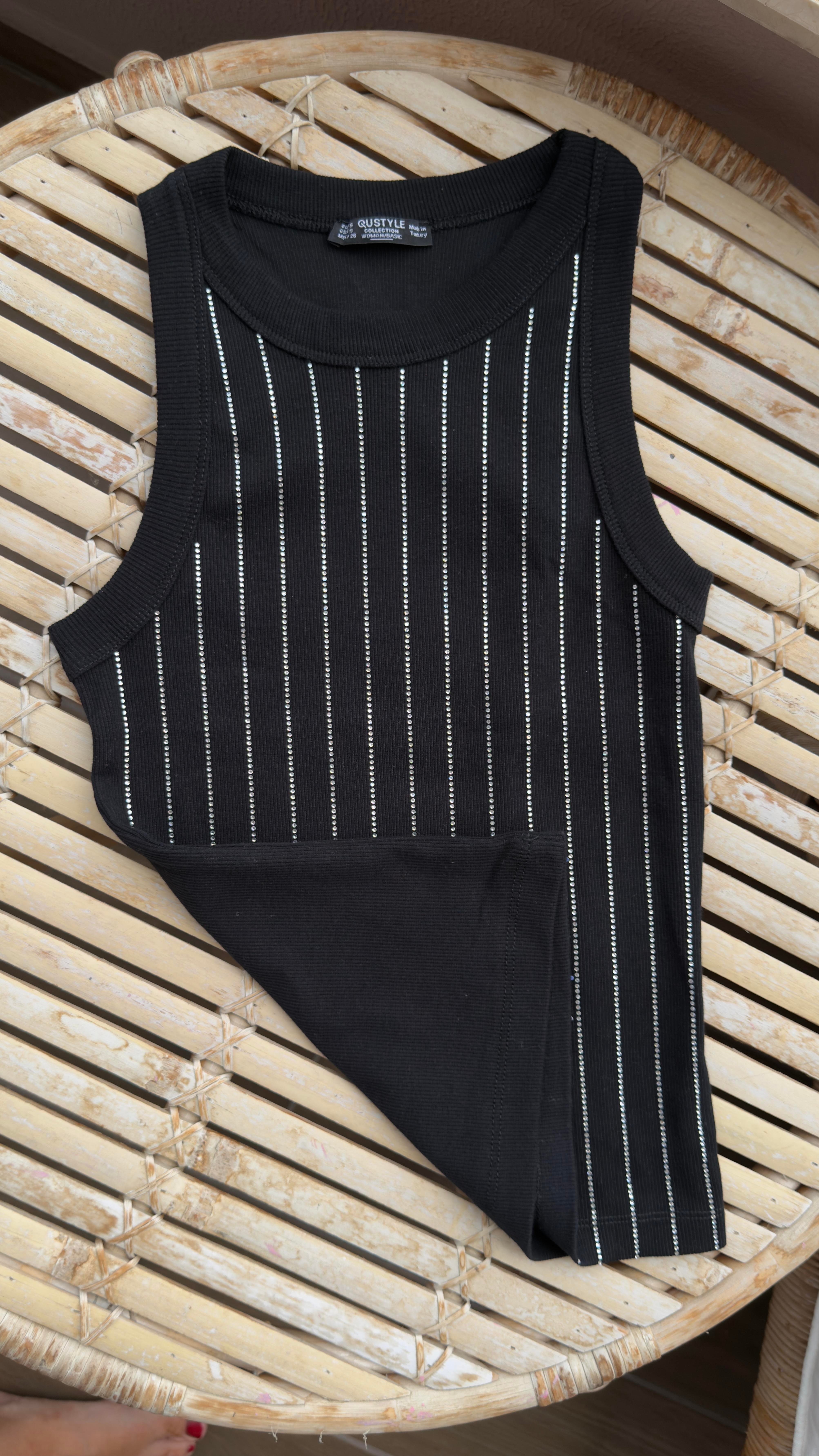 Siyah Sıralı Taşlı Fitilli Atlet ATLET | NO33