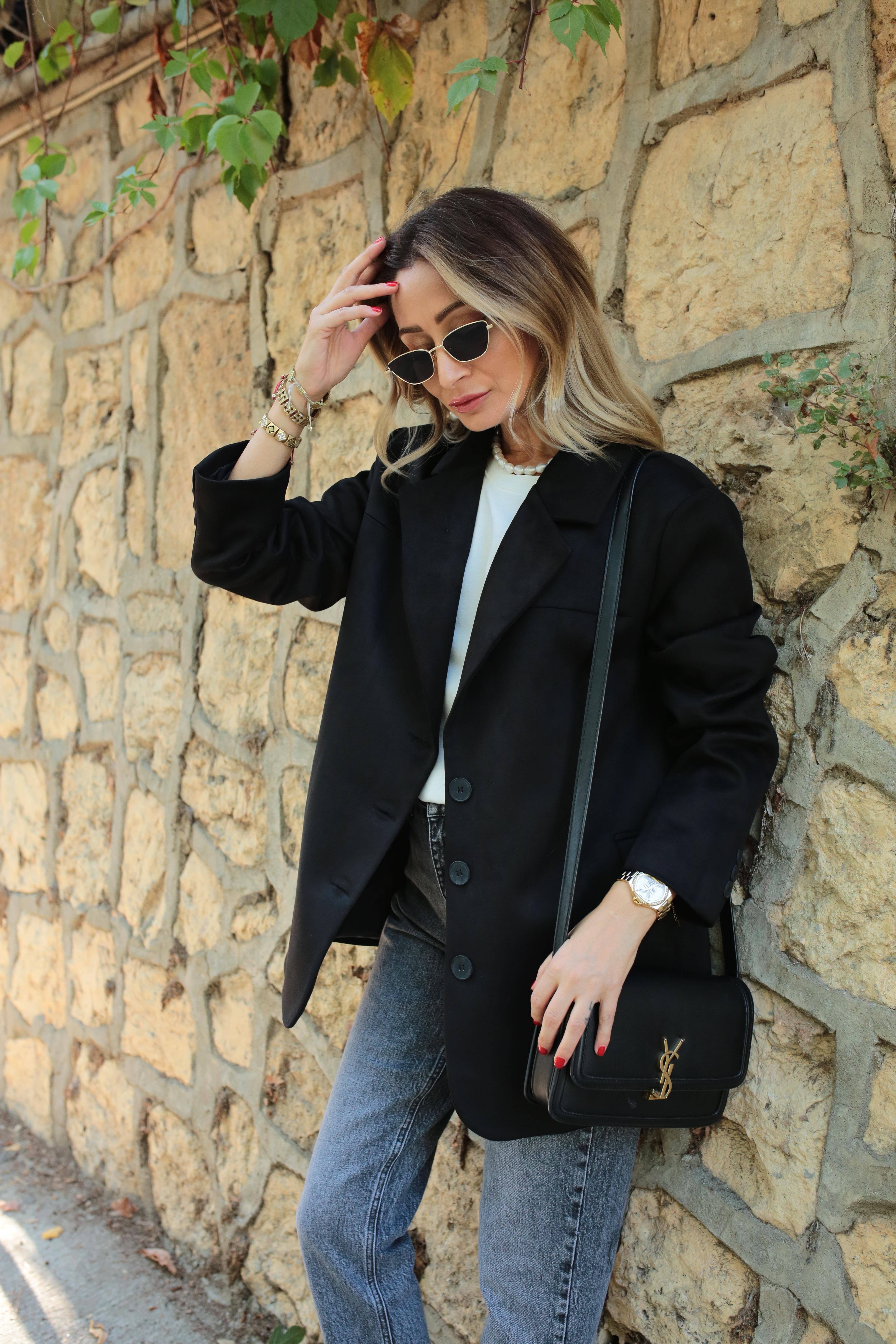 Siyah Üç Düğmeli Nubuk Blazer Ceket CEKET