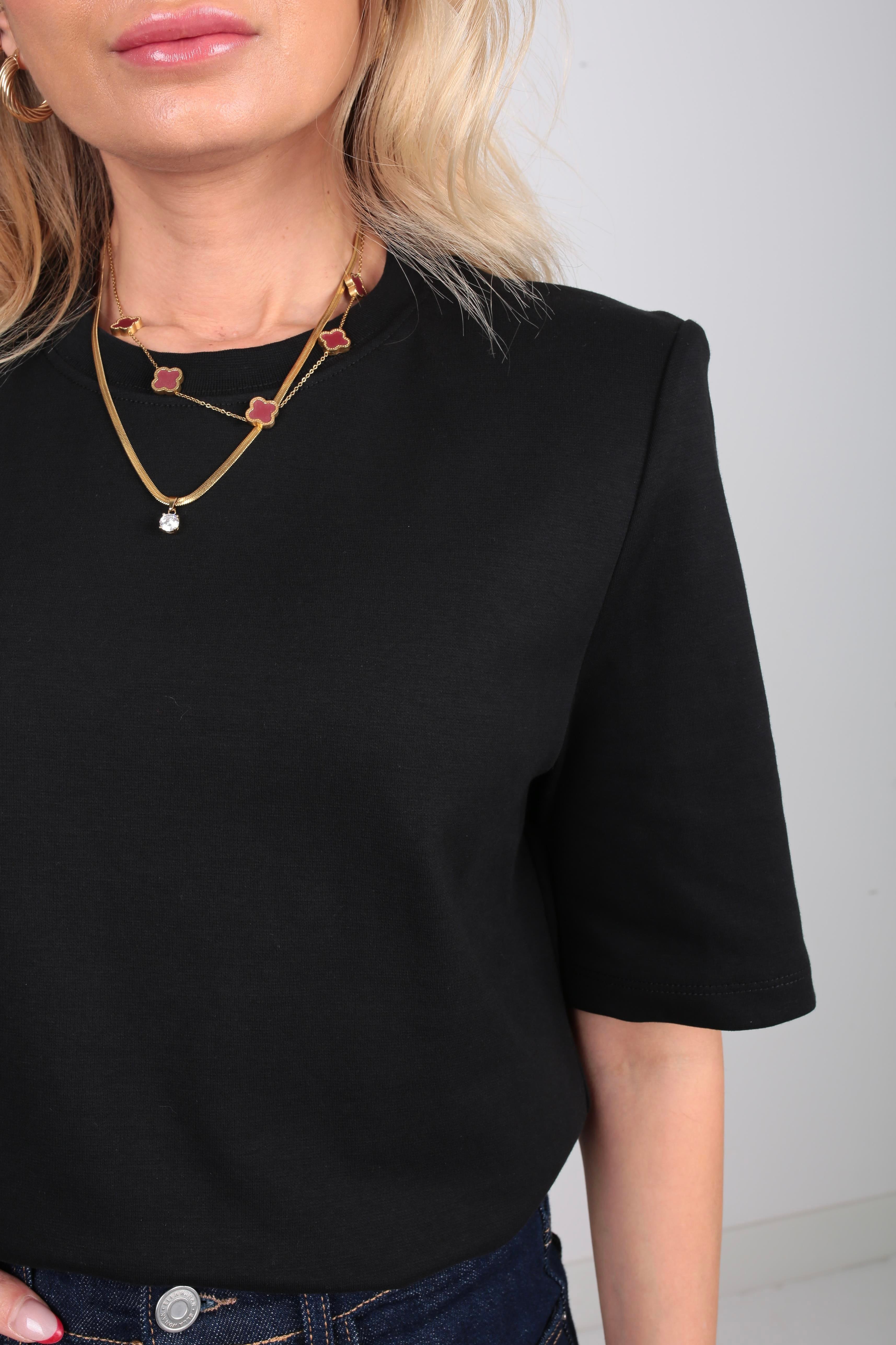 Siyah Vatkalı Basic Tshirt T-SHİRT