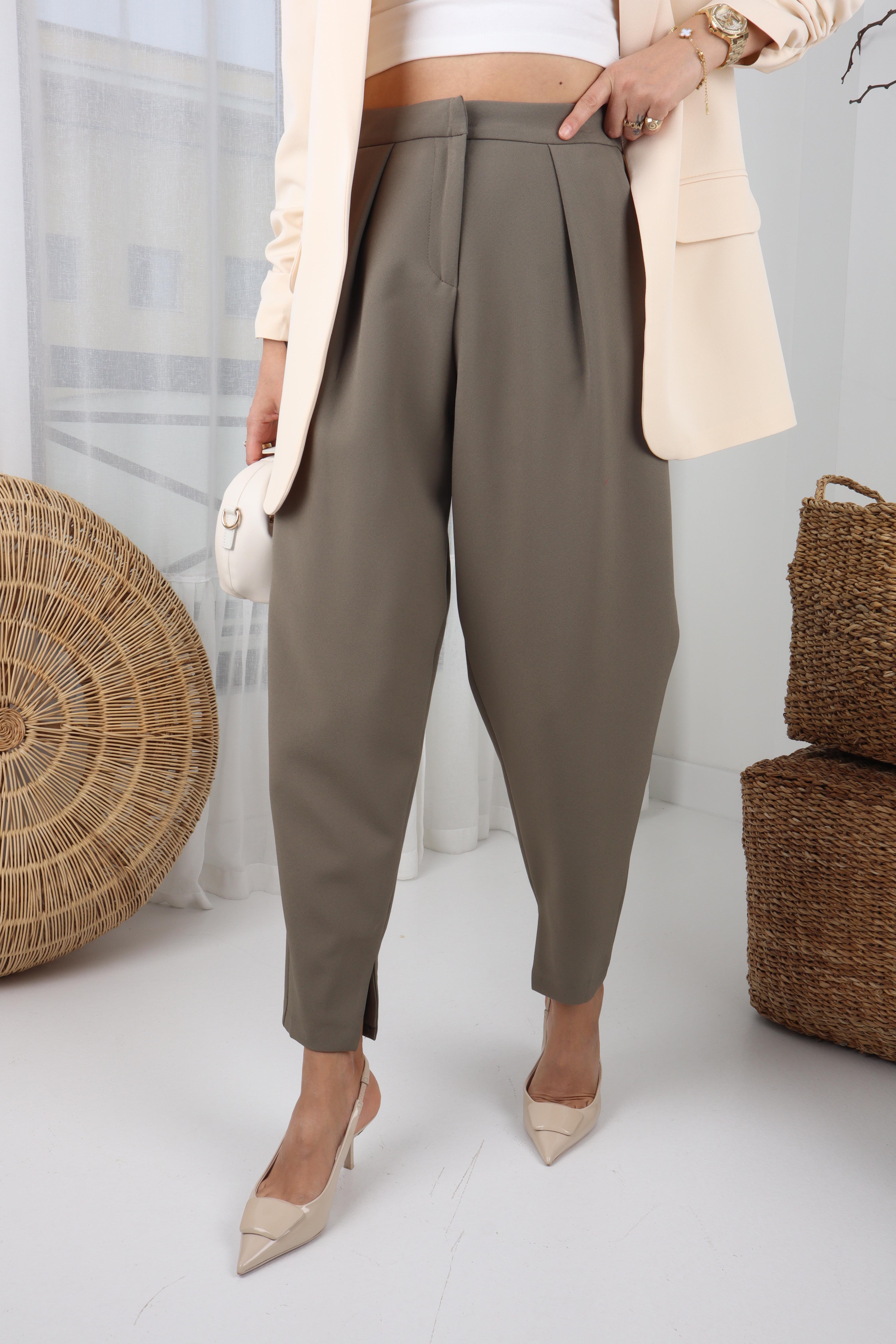 Süs Cepli Haki Kumaş Pantolon PANTOLON