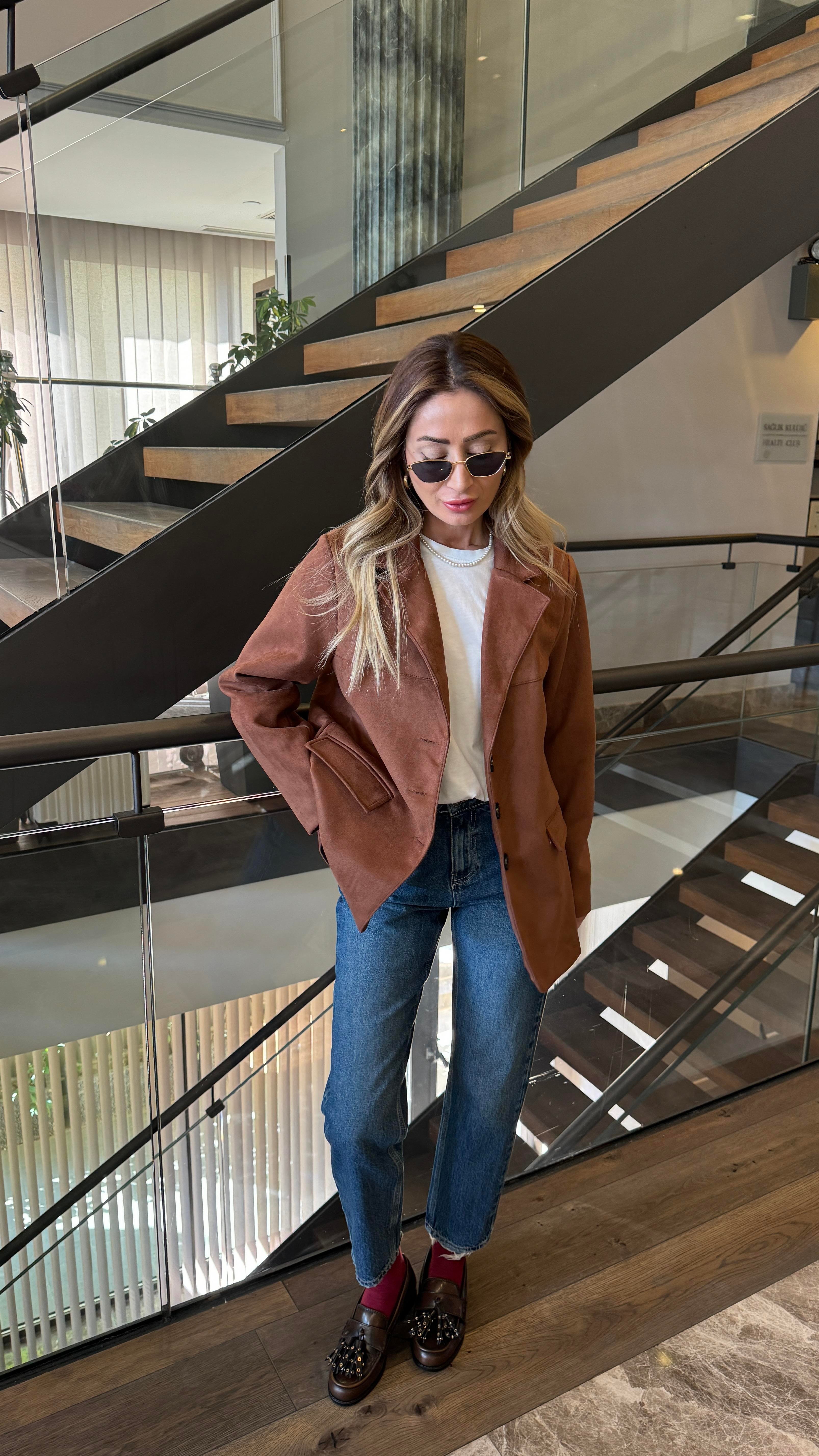 Taba Nubuk Blazer Ceket CEKET