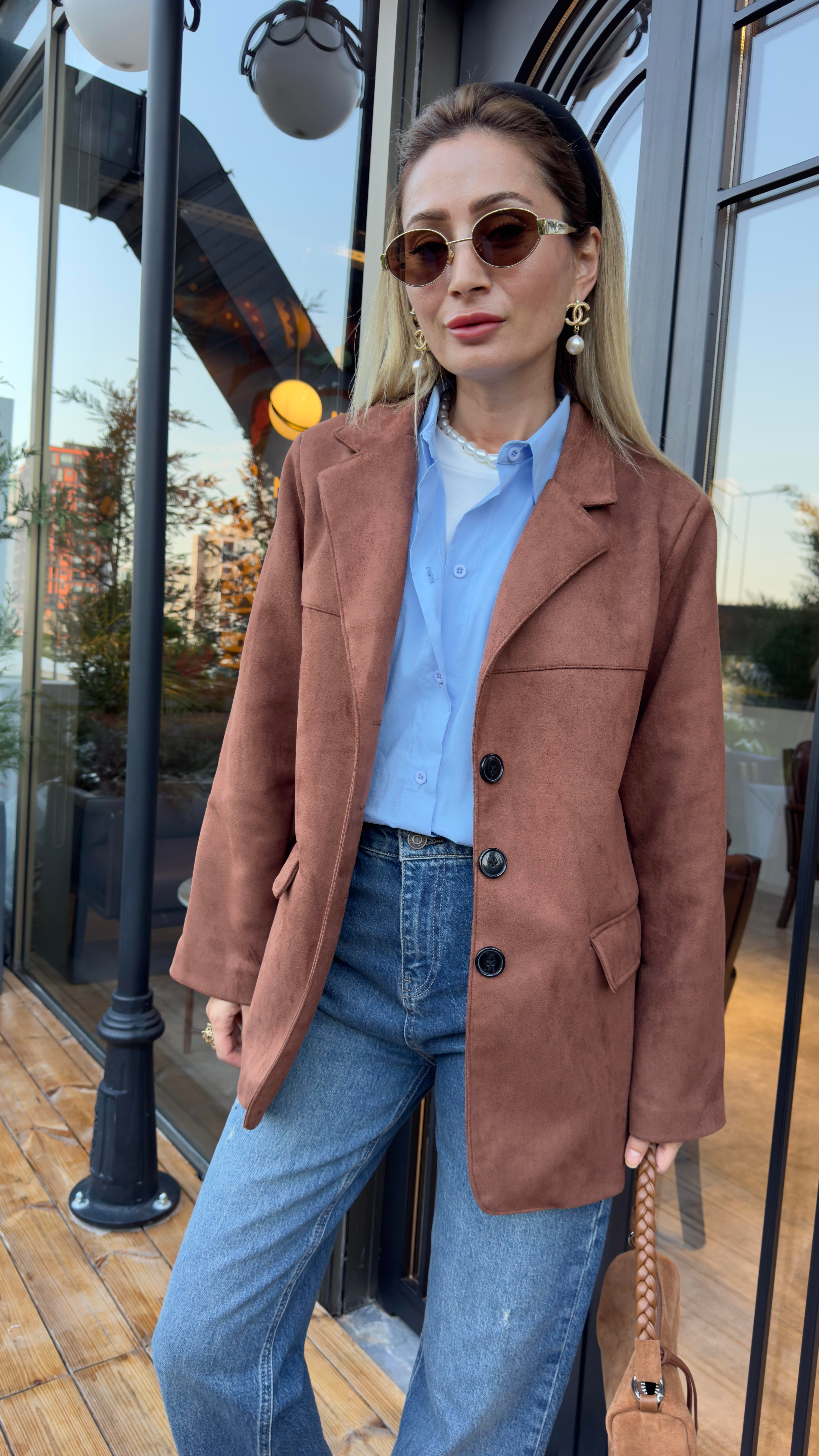 Taba Nubuk Blazer Ceket CEKET