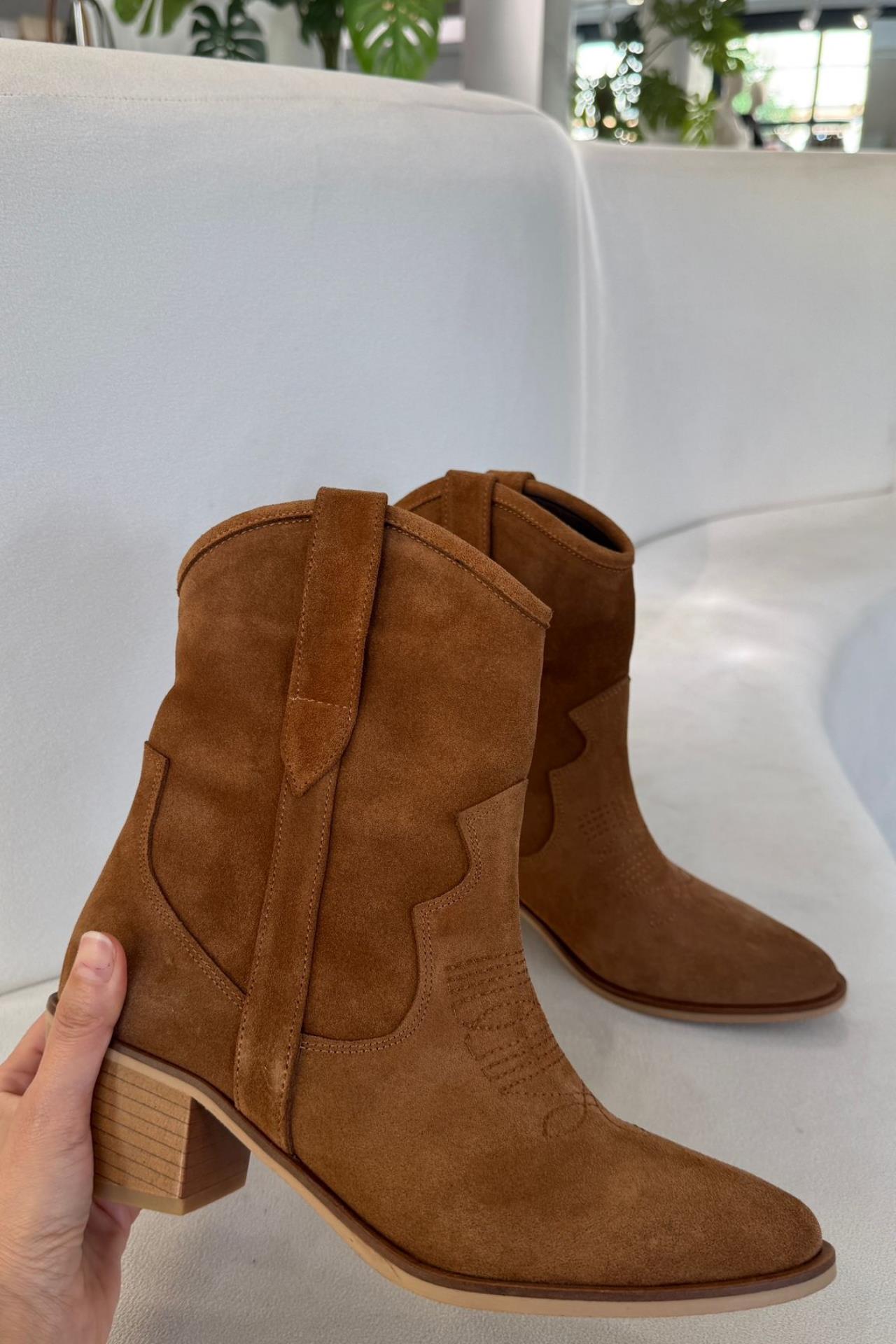 Taba Süet Kovboy Bot (23 cm) TERLİK | NO33