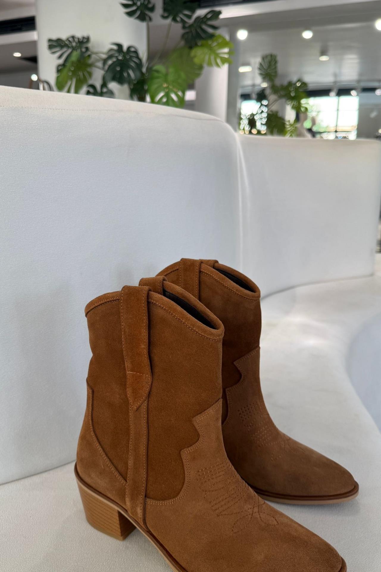 Taba Süet Kovboy Bot (23 cm) TERLİK | NO33