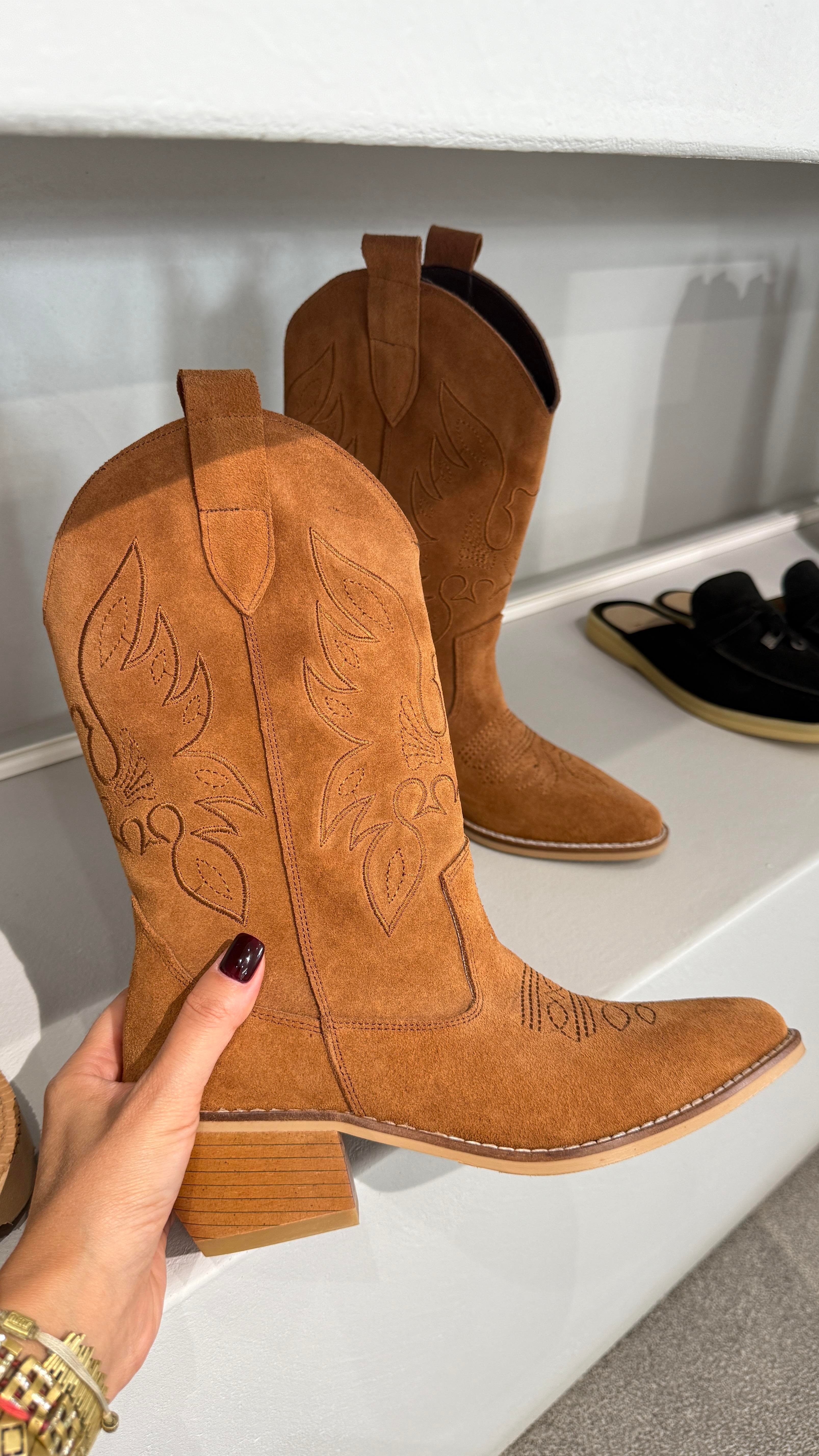 Taba Süet Kovboy Bot (31 cm) TERLİK | NO33