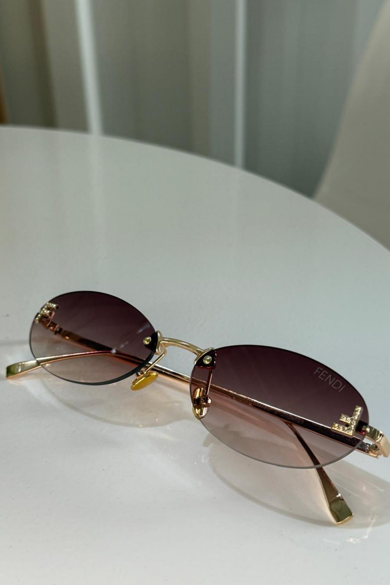 Tai İşli Gold Detay Kahve Gözlük GÜNEŞ GÖZLÜĞÜ | NO33