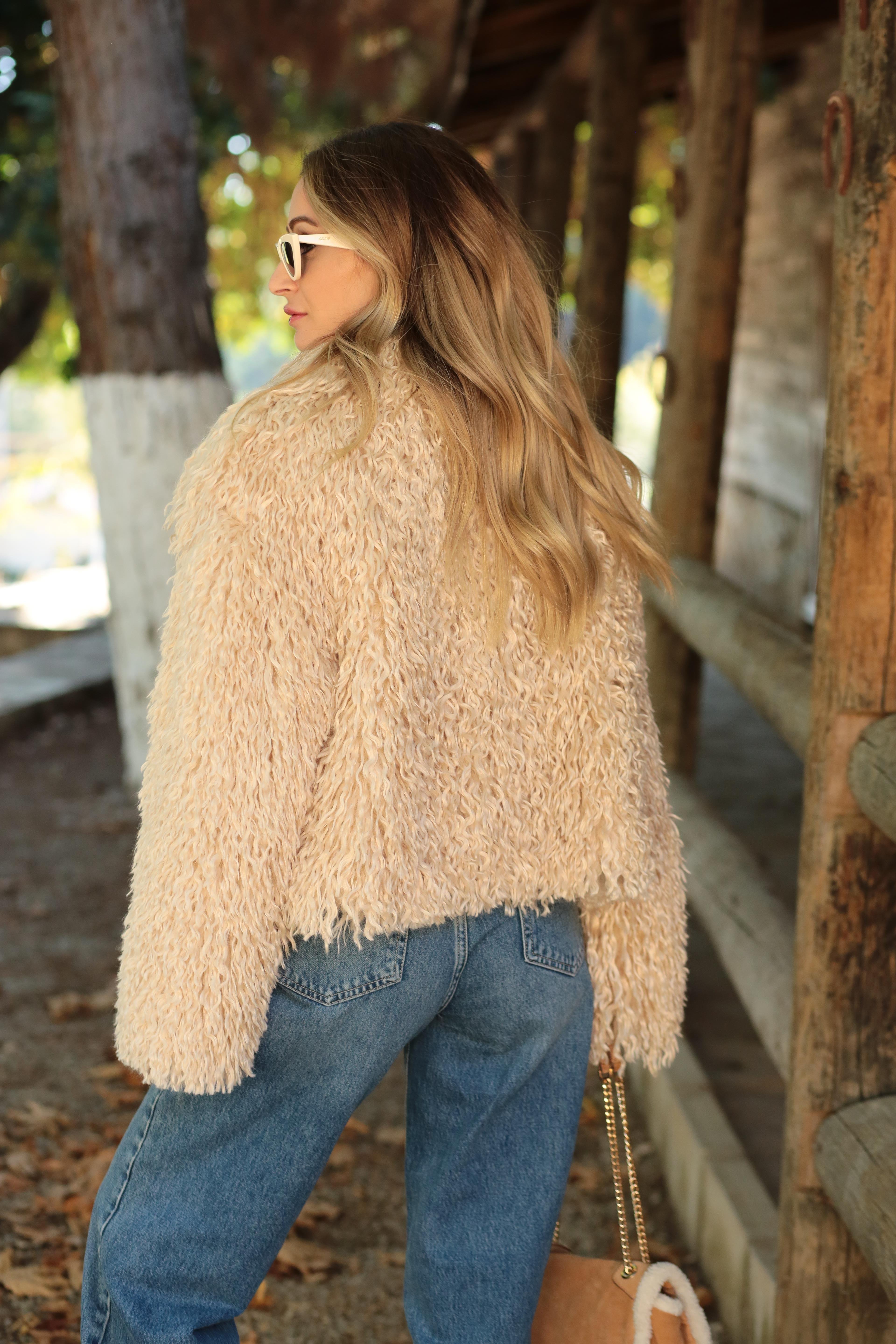 Taş Rengi Kısa Premium Kürk KABAN