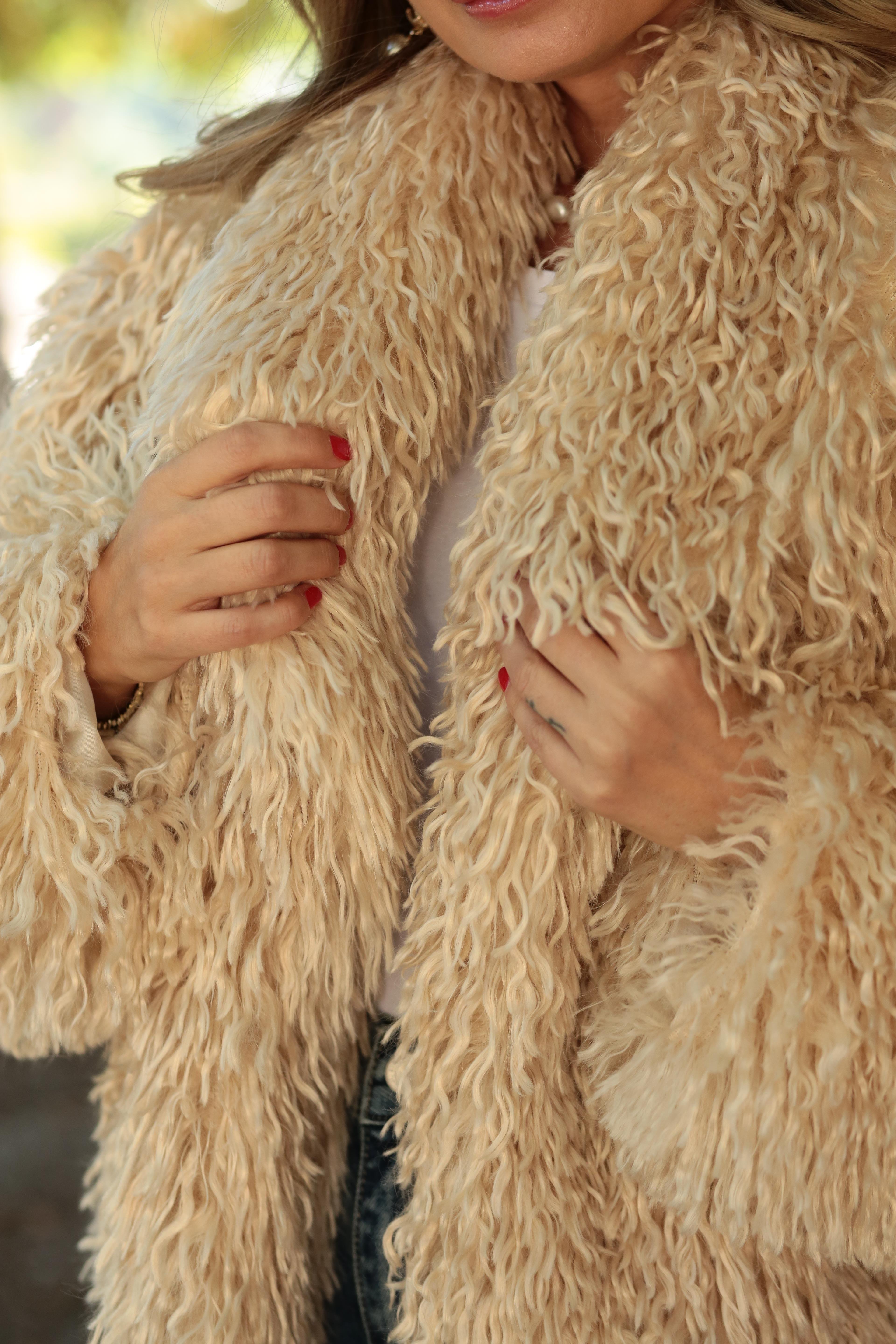 Taş Rengi Kısa Premium Kürk KABAN