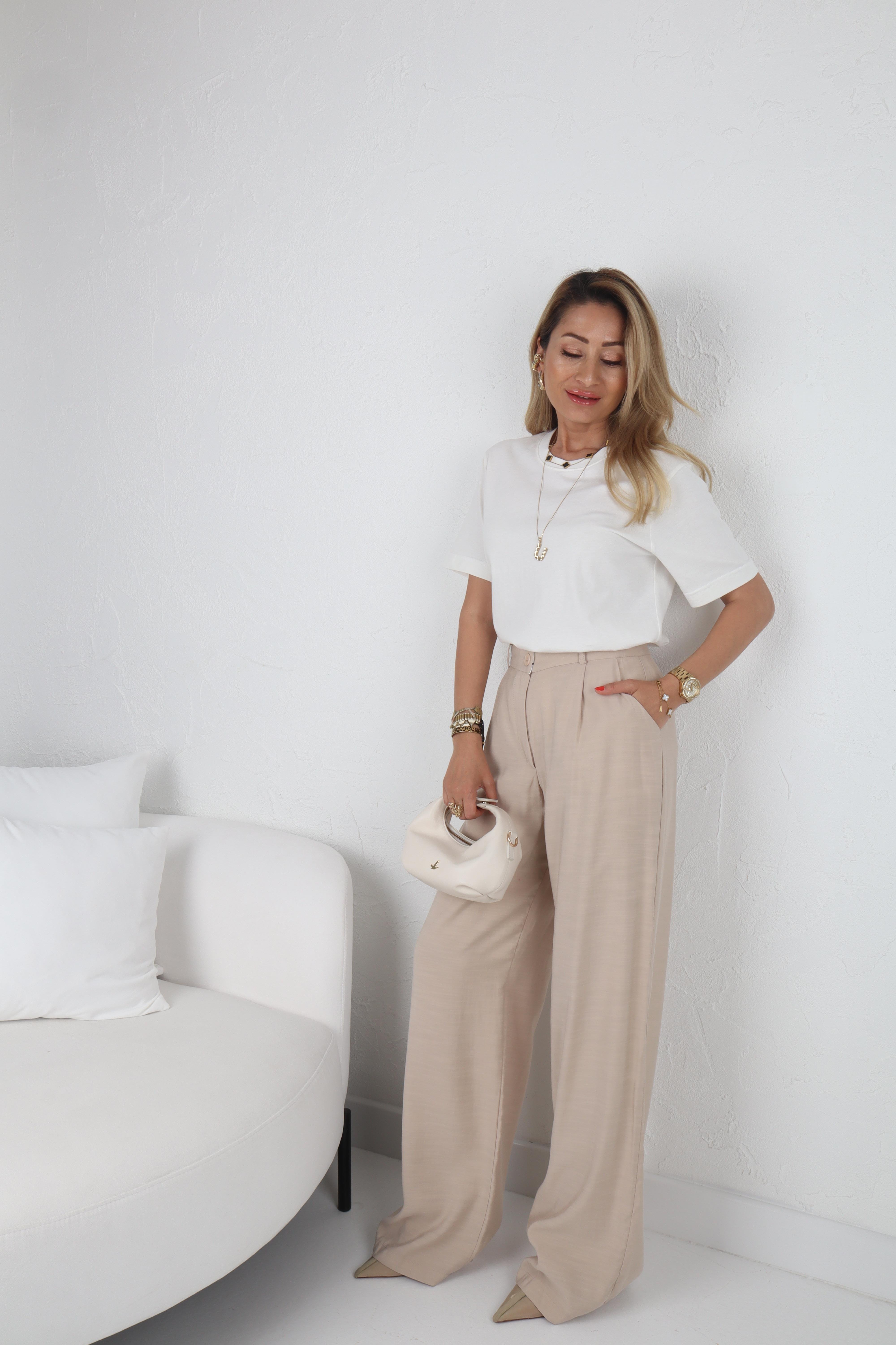 Taş Rengi Tensel Kumaş Pantolon PANTOLON