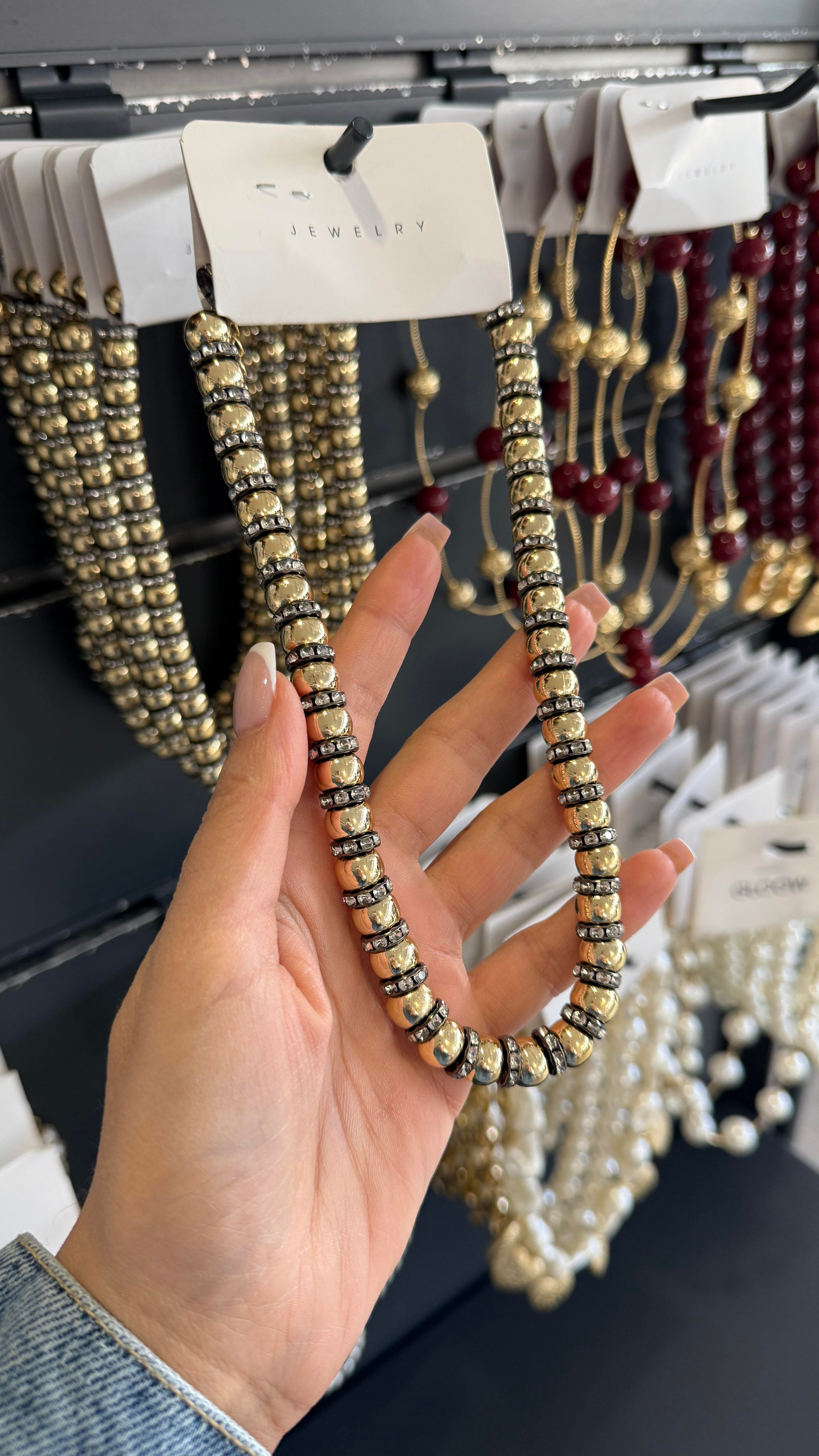 Taşlı Gold Kısa Kolye KOLYE