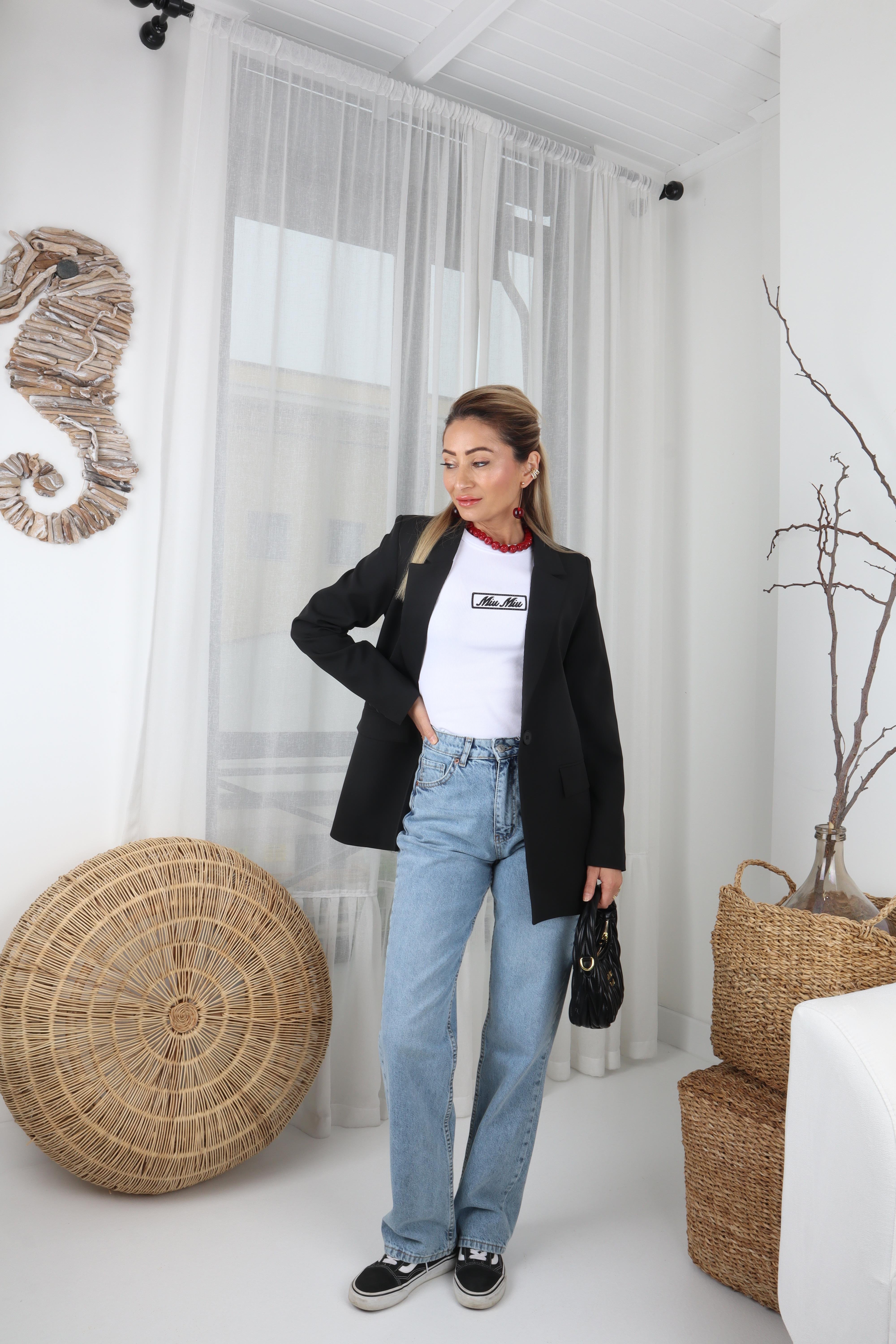 Tek Düğme Kapak Cepli Siyah Blazer Ceket CEKET
