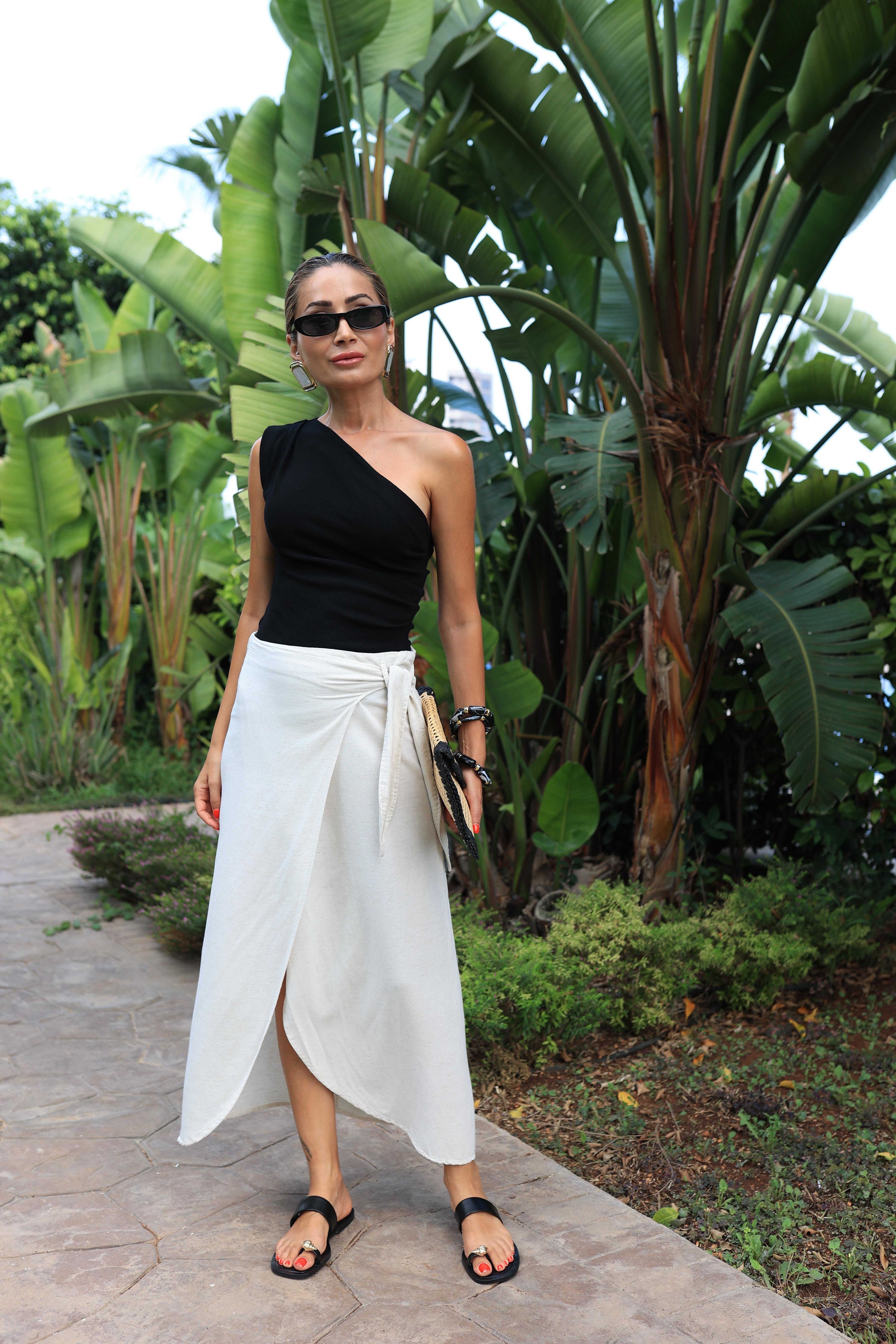 Tek Omuz Drapeli Siyah Penye Bluz BLUZ | NO33