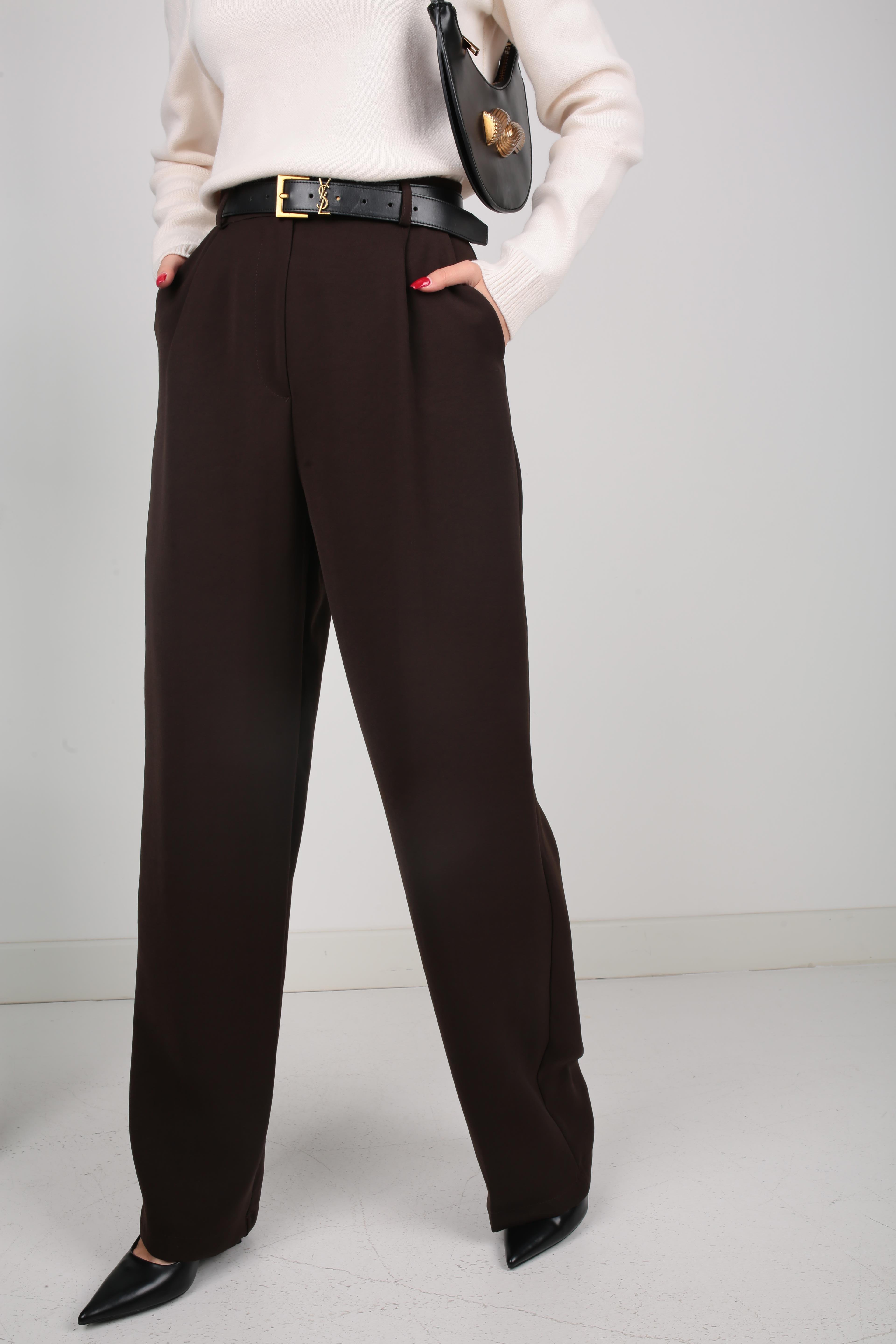 Tek Pile Kahve Palazzo Pantolon PANTOLON