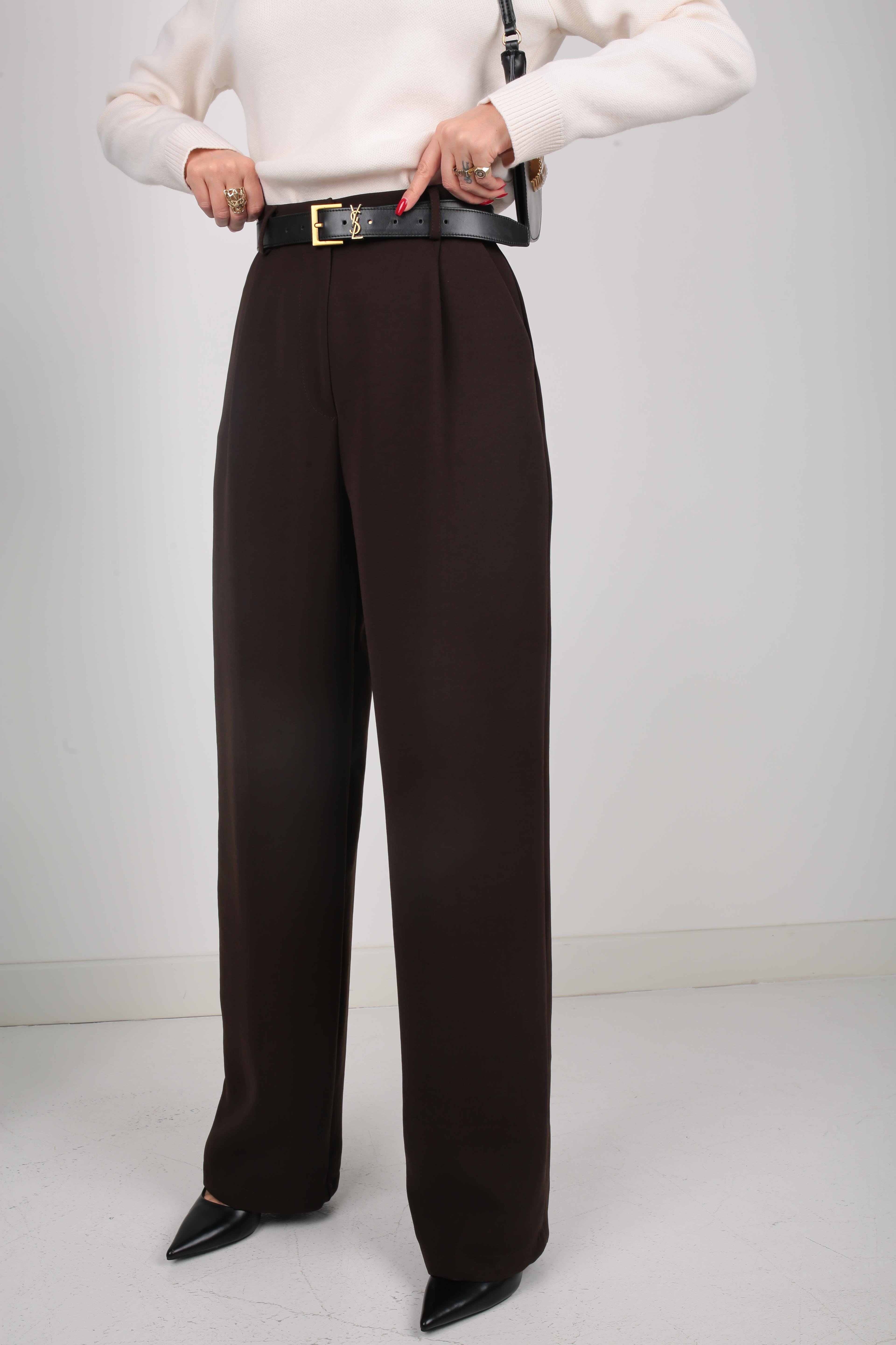 Tek Pile Kahve Palazzo Pantolon PANTOLON