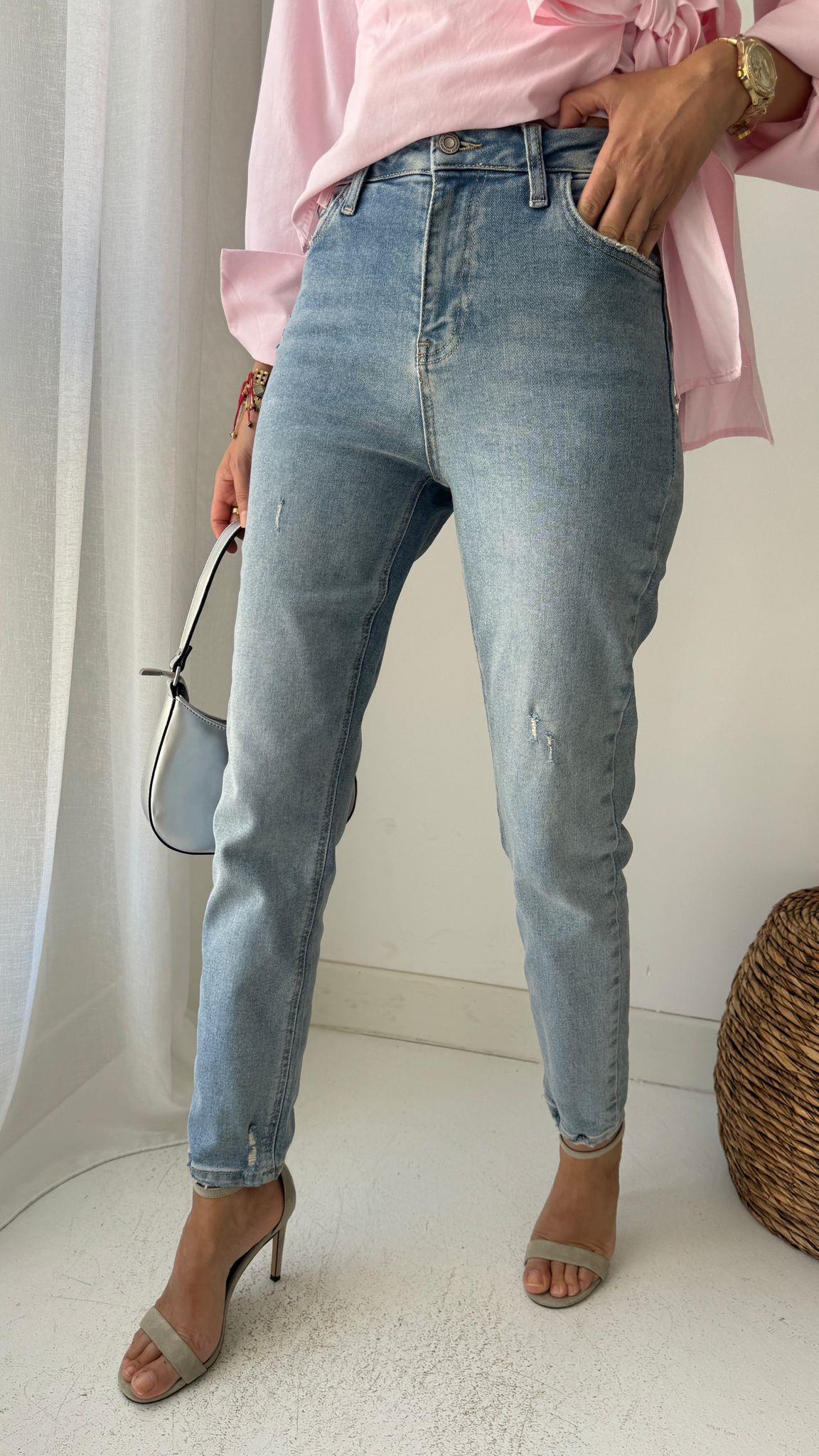 Tırnaklı Açık Mavi Likralı Mom Jean(1844-5) JEAN