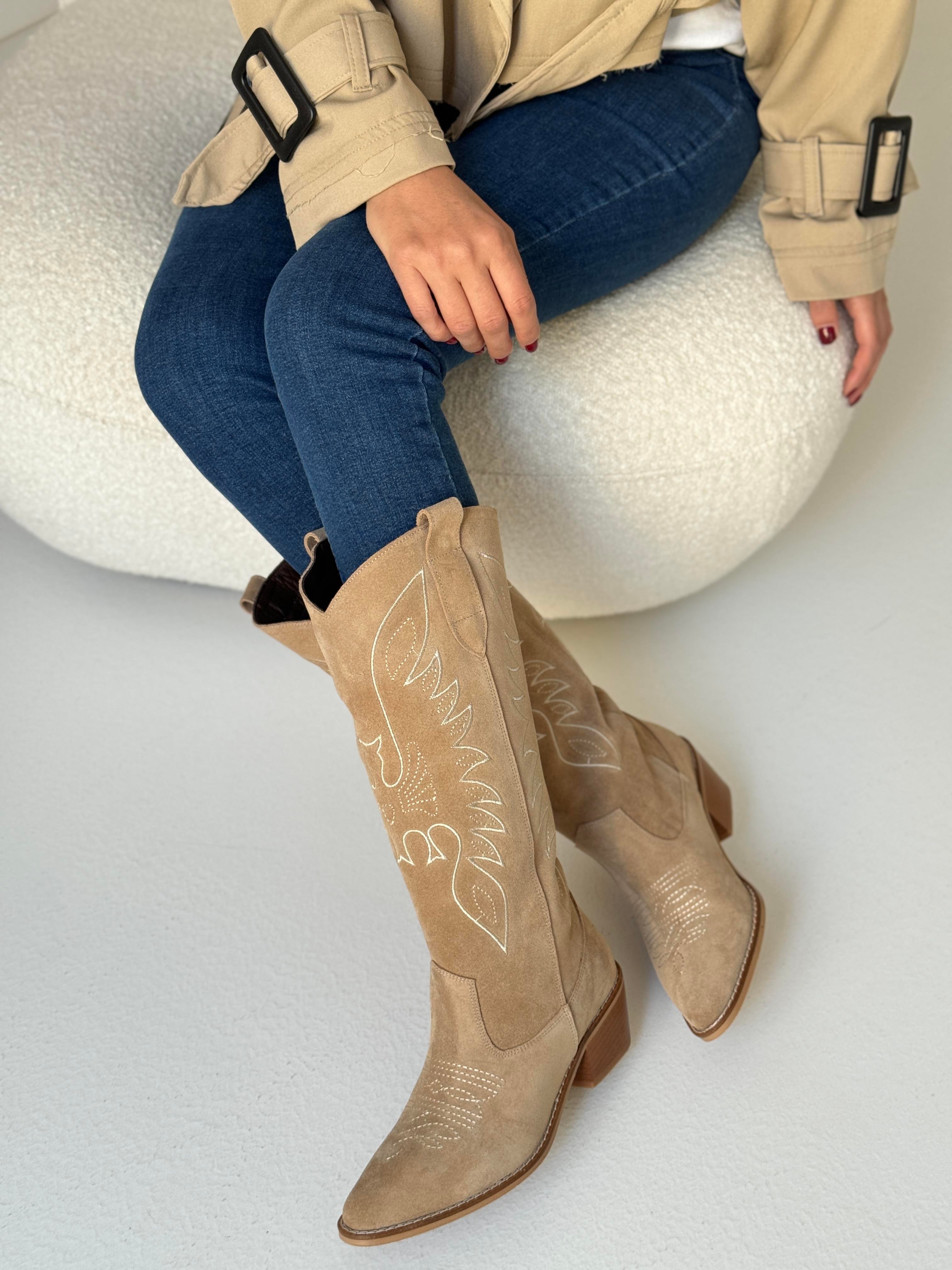 Vizon Süet Kovboy Bot (38 cm) TERLİK | NO33