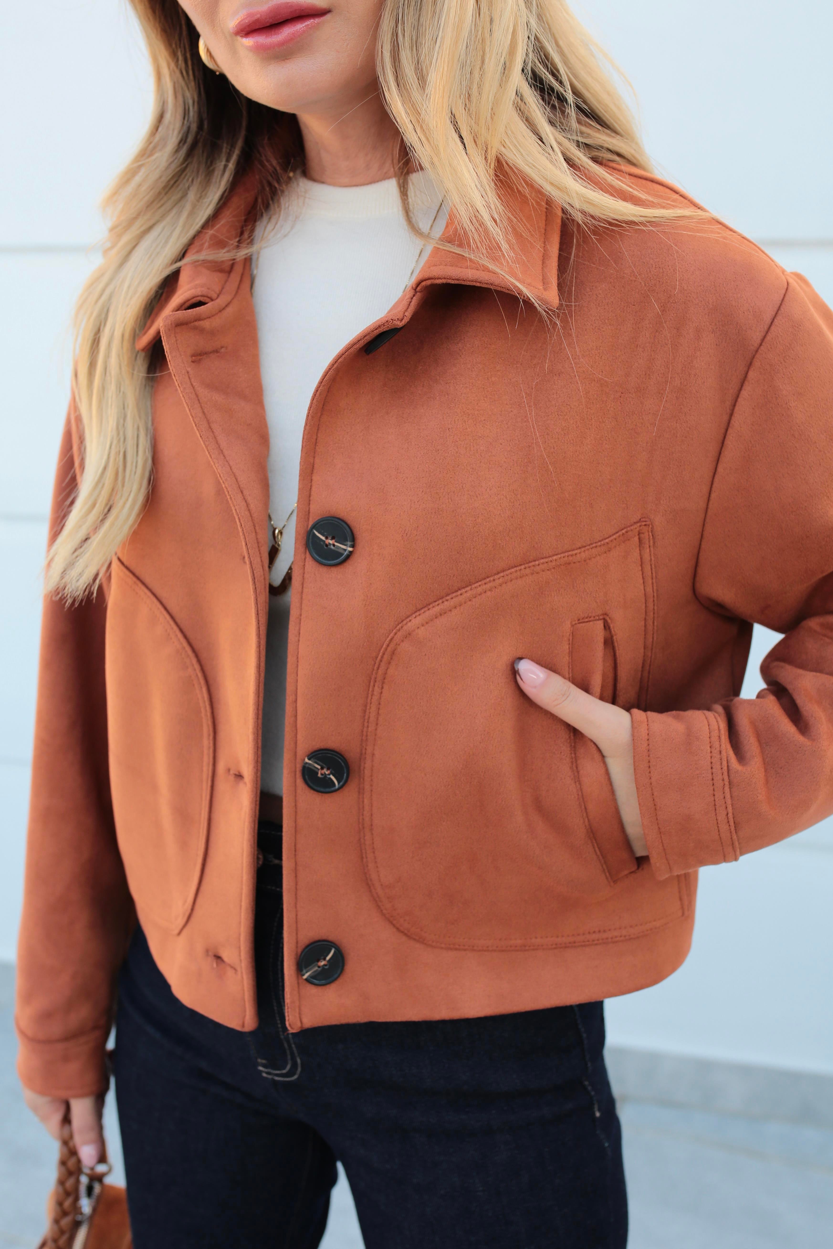 Yan Cepli Taba Kısa Nubuk Ceket CEKET